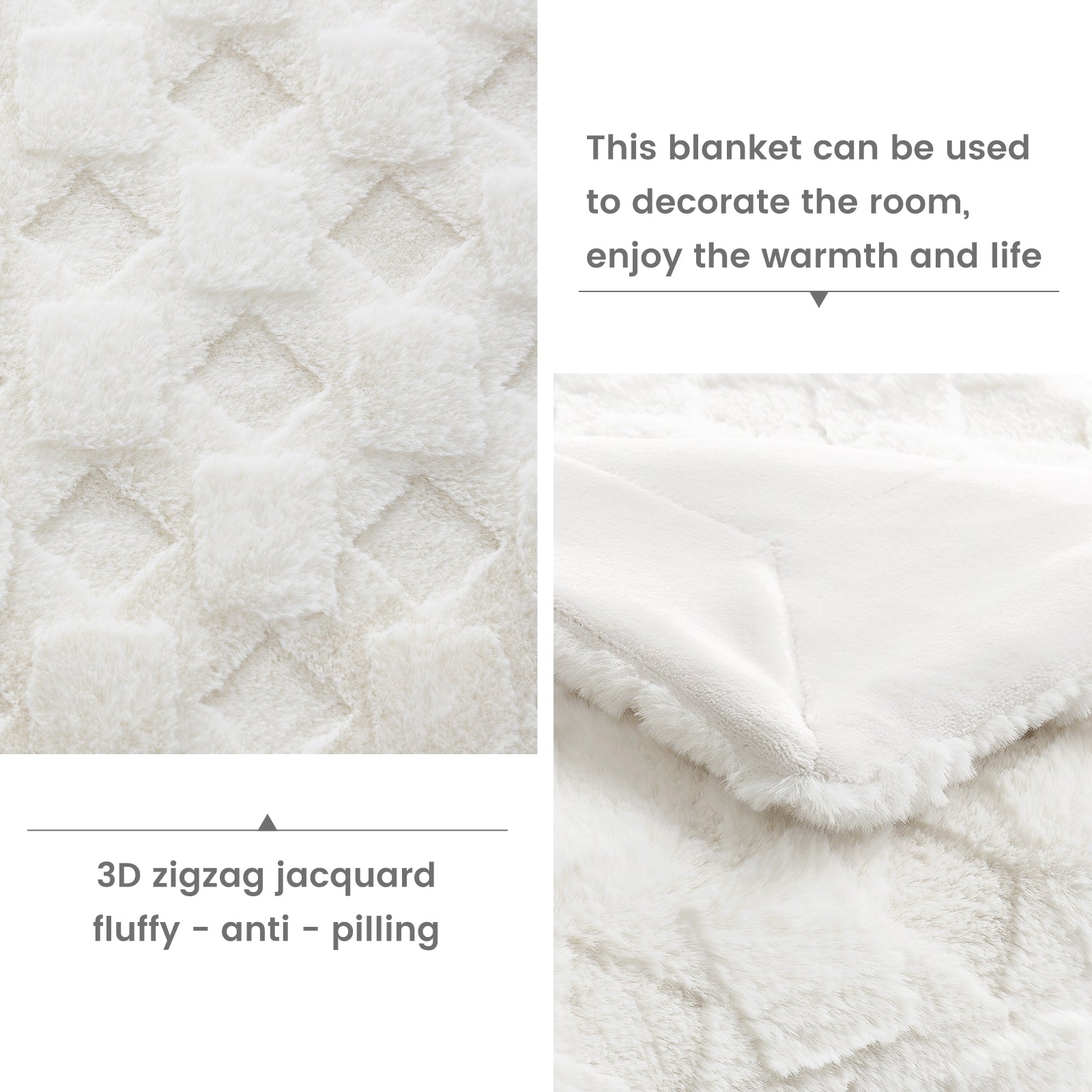 Geom Pattern Faux Fur Throw Blanket