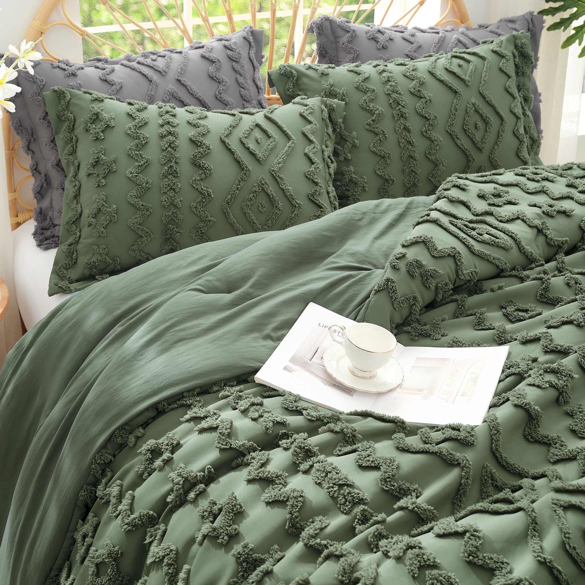 All-Season Faux Tufted Cable Comforter Set