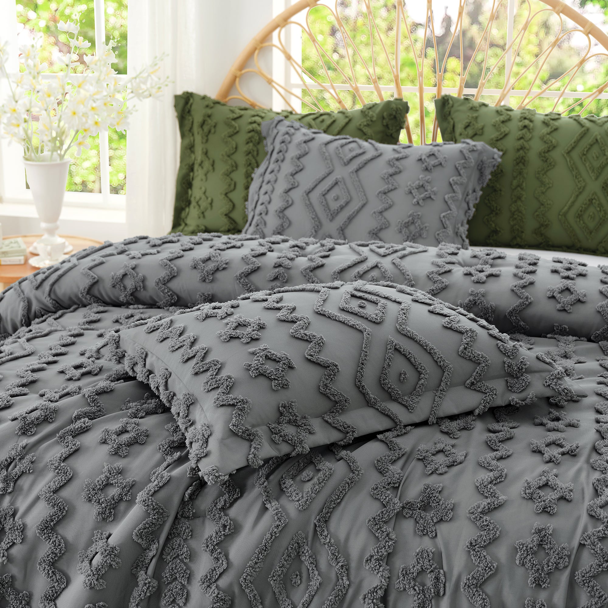 All-Season Faux Tufted Cable Comforter Set