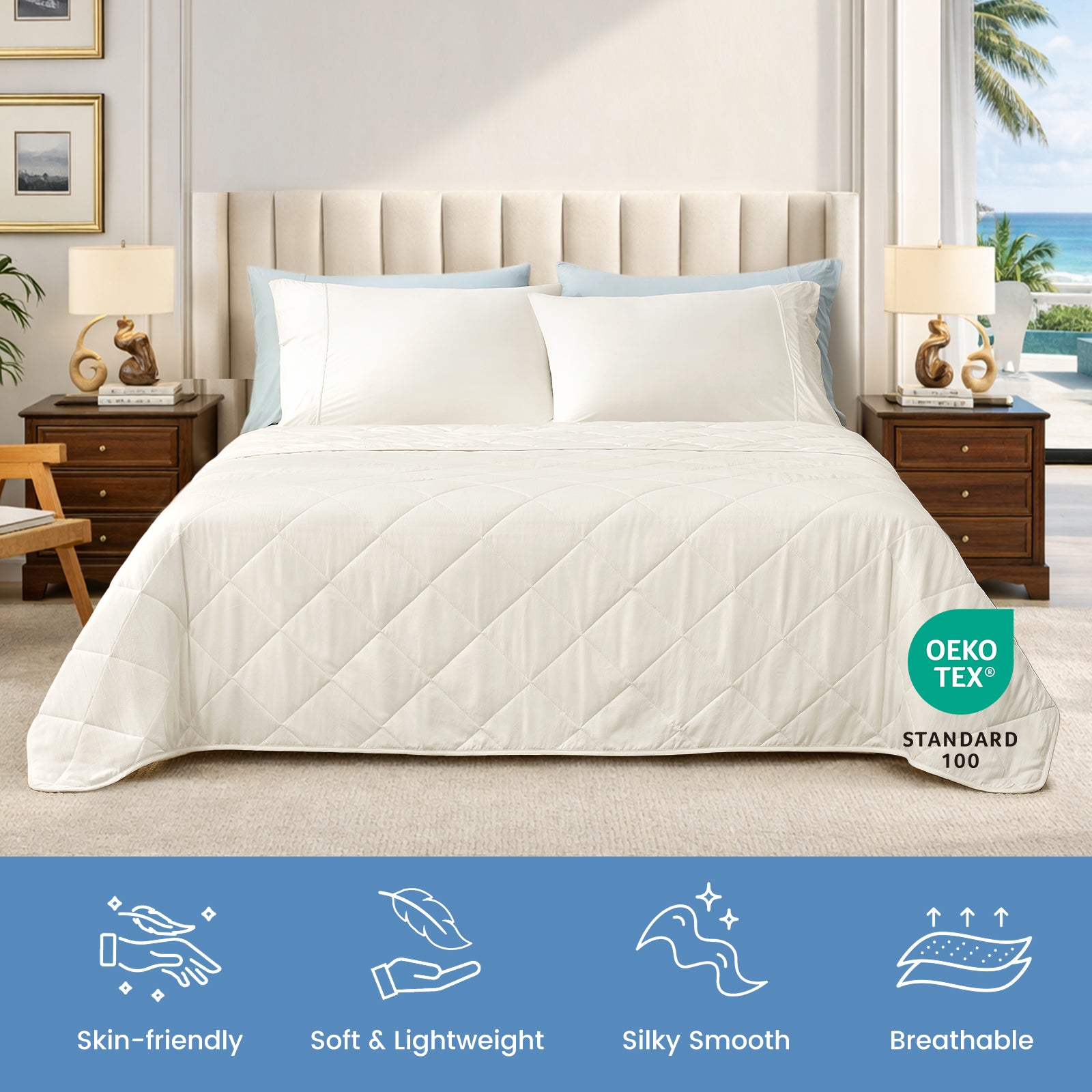 White chill weave cooling blanket, breathable, soft and skin-friendly. #Color_White