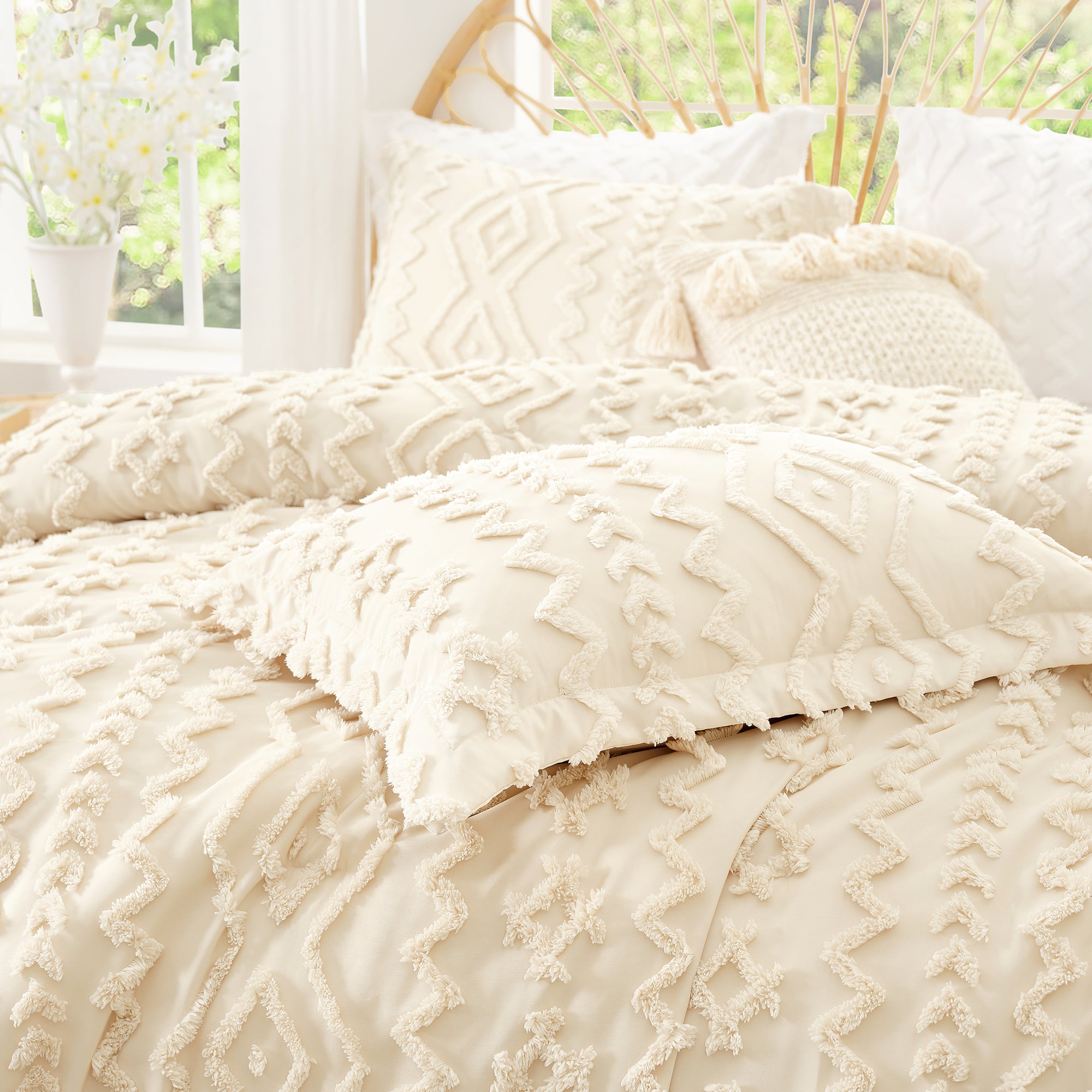 All-Season Faux Tufted Cable Comforter Set