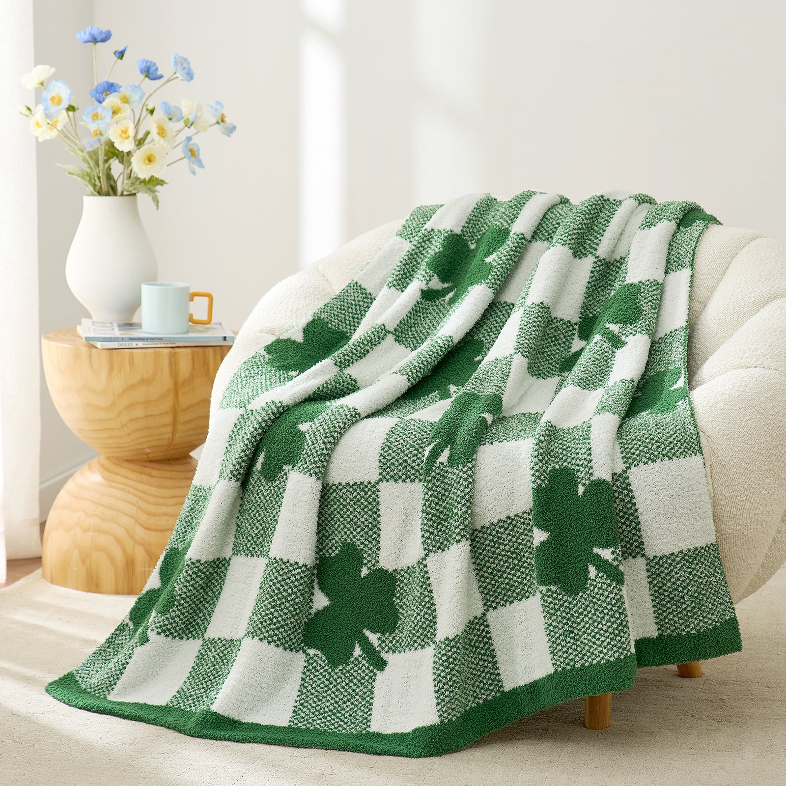 Cozy Bliss x SS Lucky Spring Green Shamrock Throw Blanket