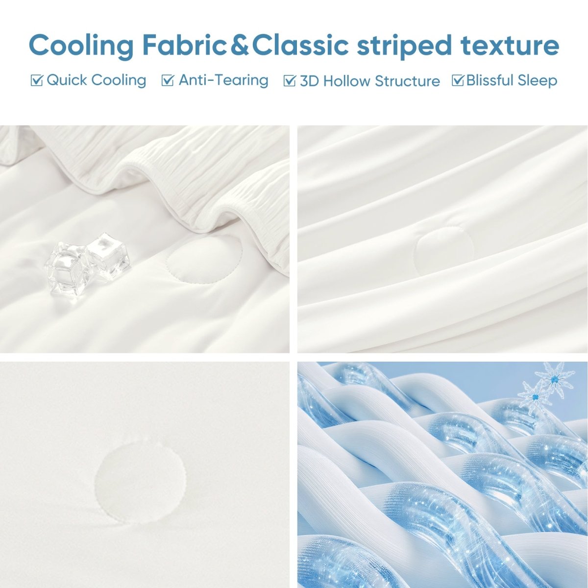 Close up of striped cooling fabric.#color_Off White
