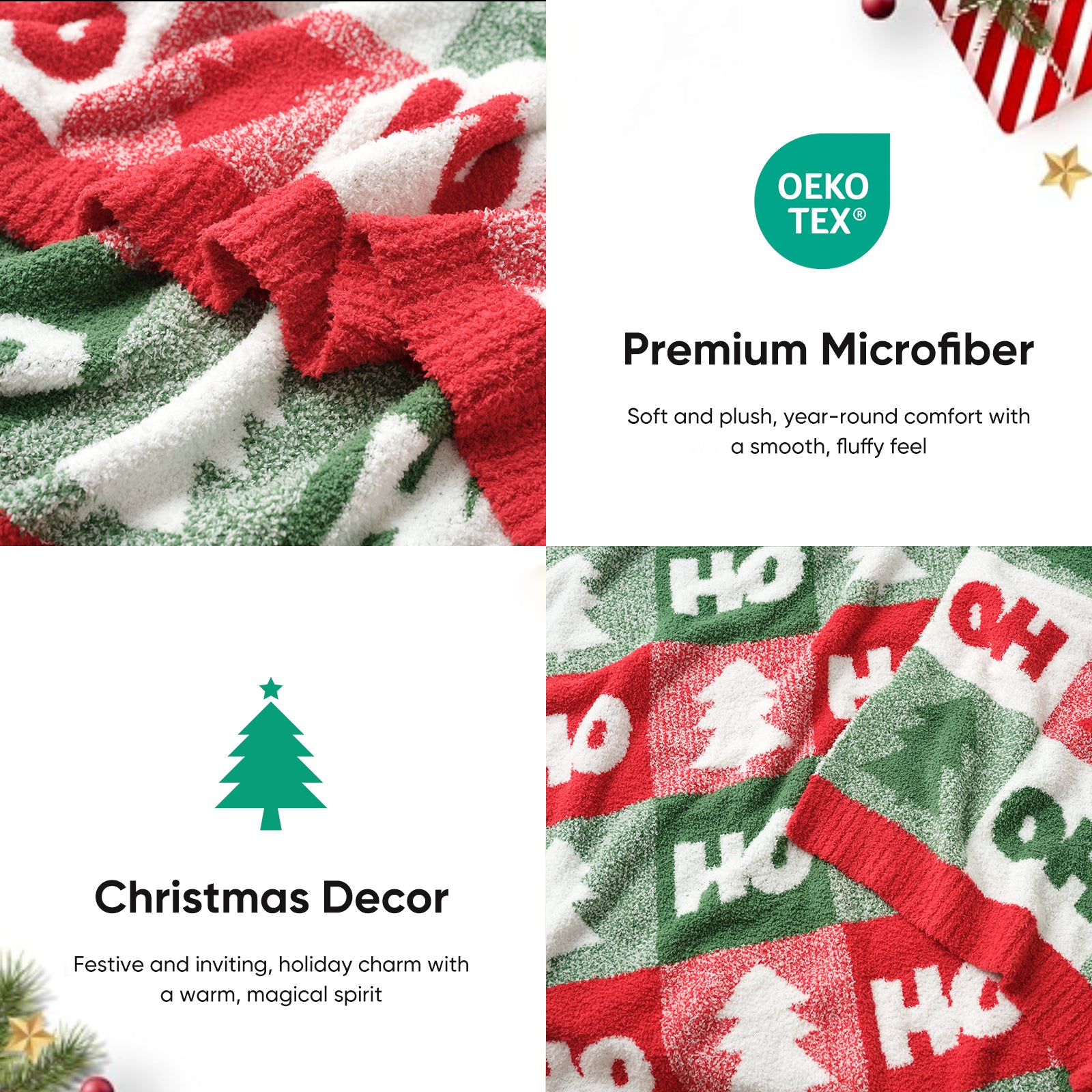 Cozy Bliss x SS Red Green Checkered Feather Yarn Throw