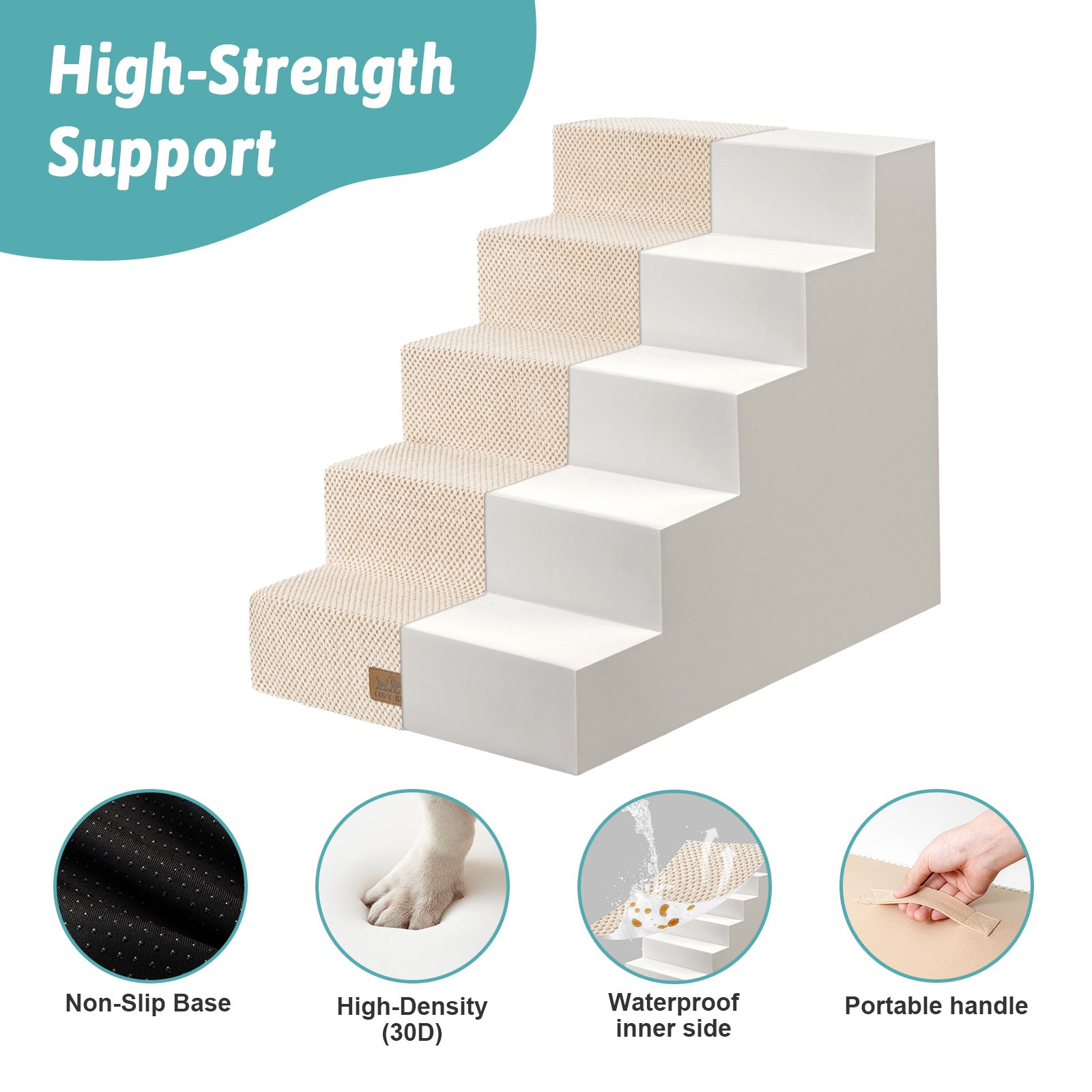 Foldable Foam Pet Stairs Non-Slip Portable | Cozy Bliss