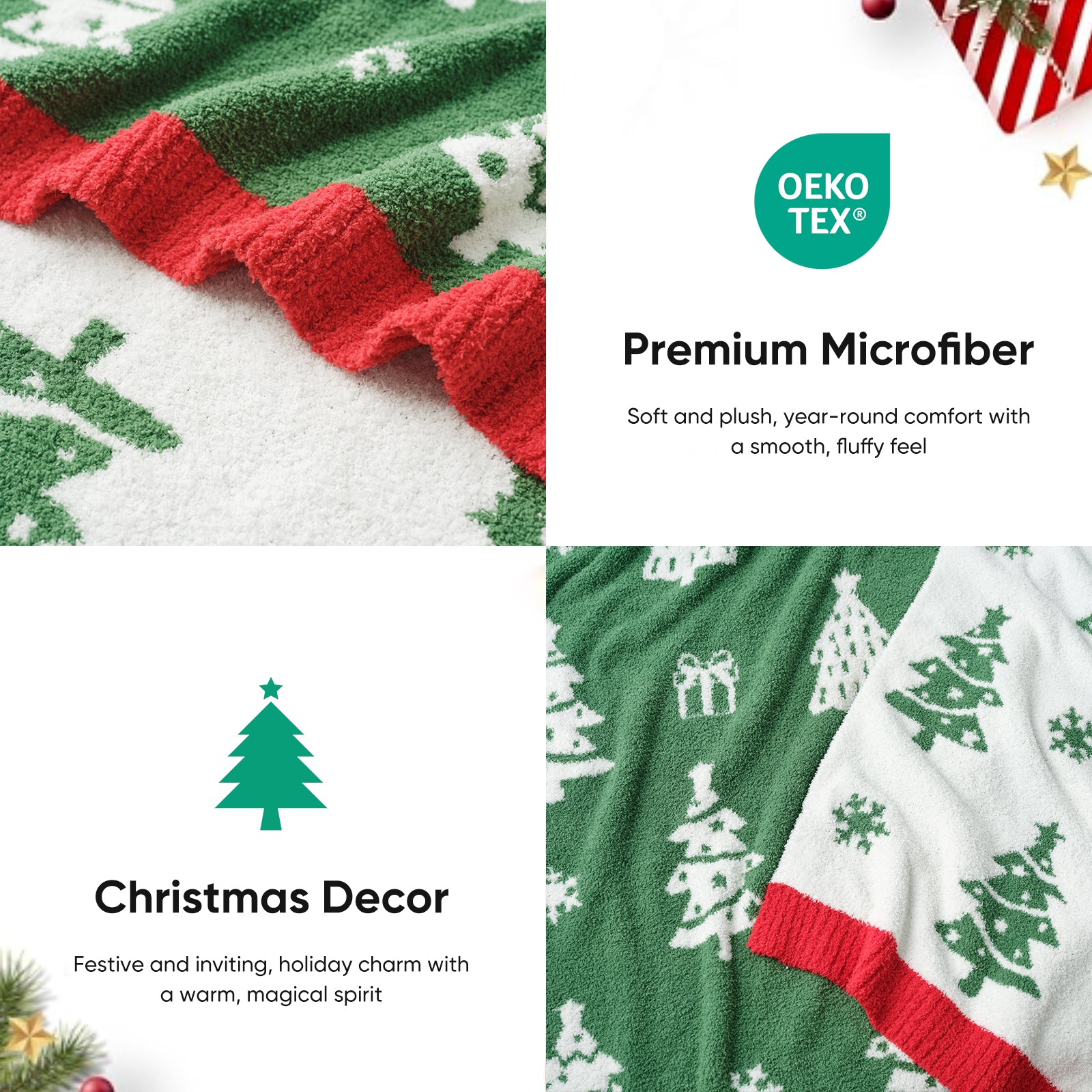 Cozy Bliss x SS Christmas Tree Green Feather Yarn Throw