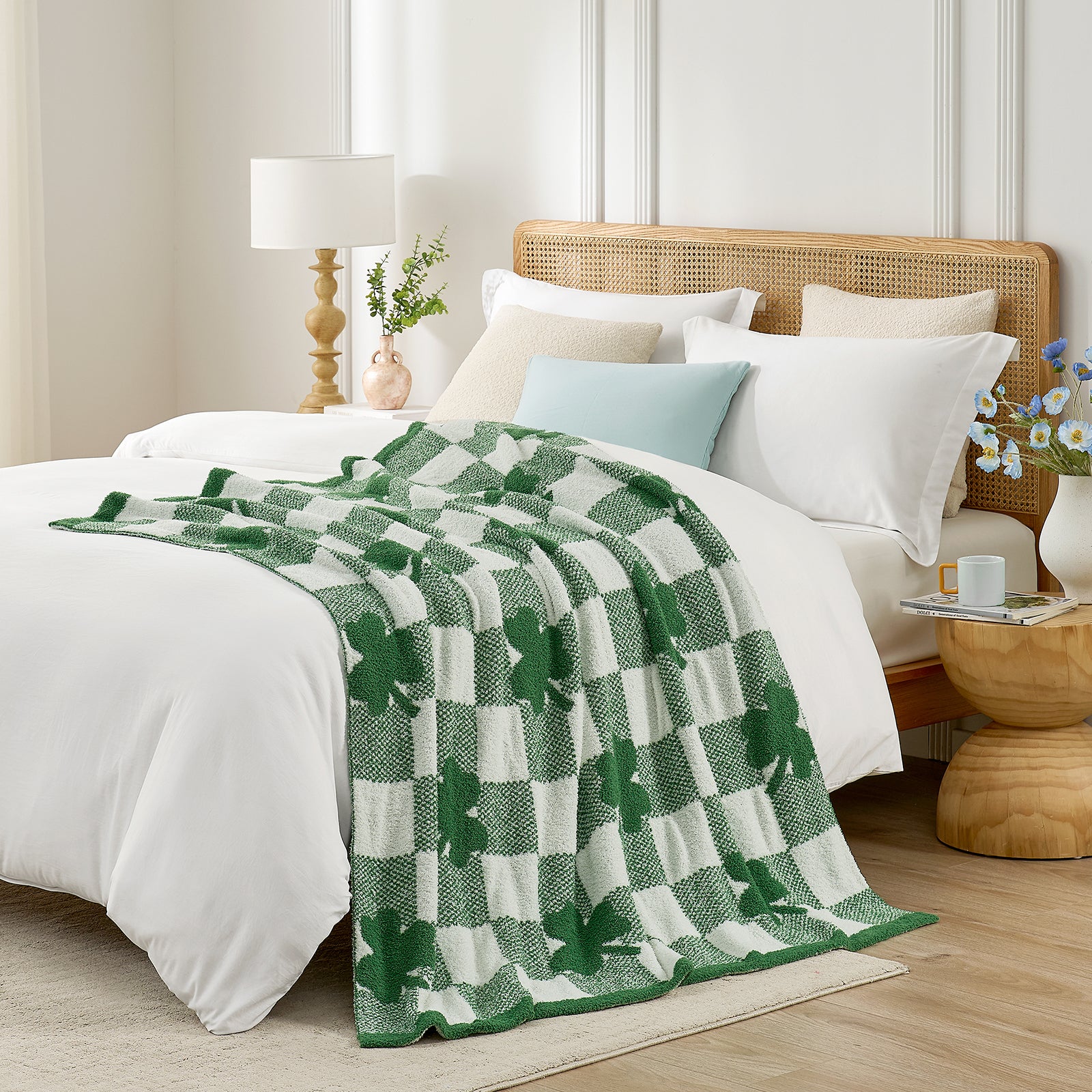 Cozy Bliss x SS Lucky Spring Green Shamrock Throw Blanket
