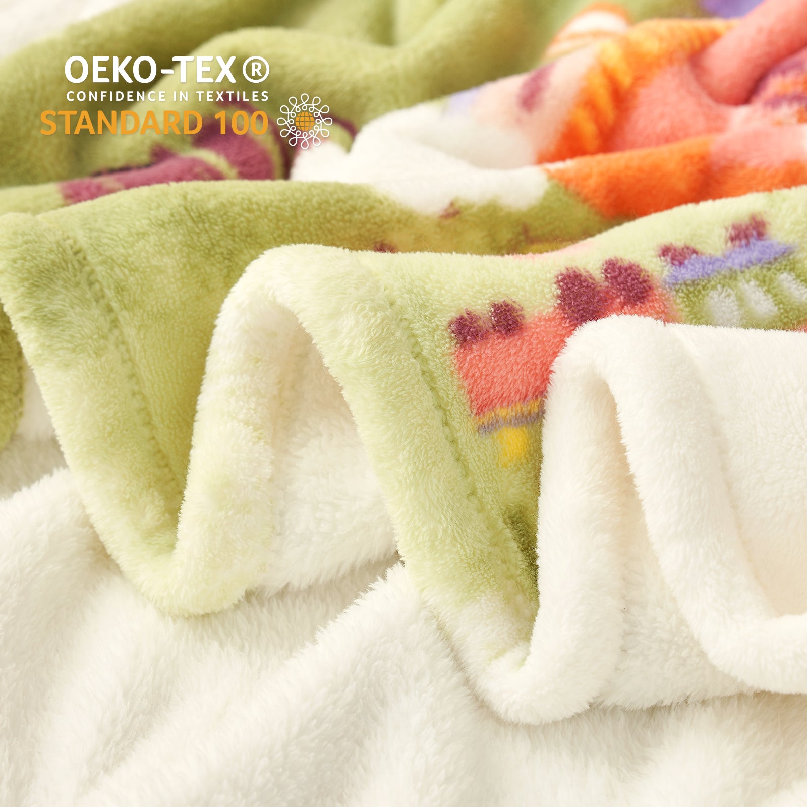 Floral-patterned fabric with OEKO-TEX certification logo on a white background #color_Lamb Playground