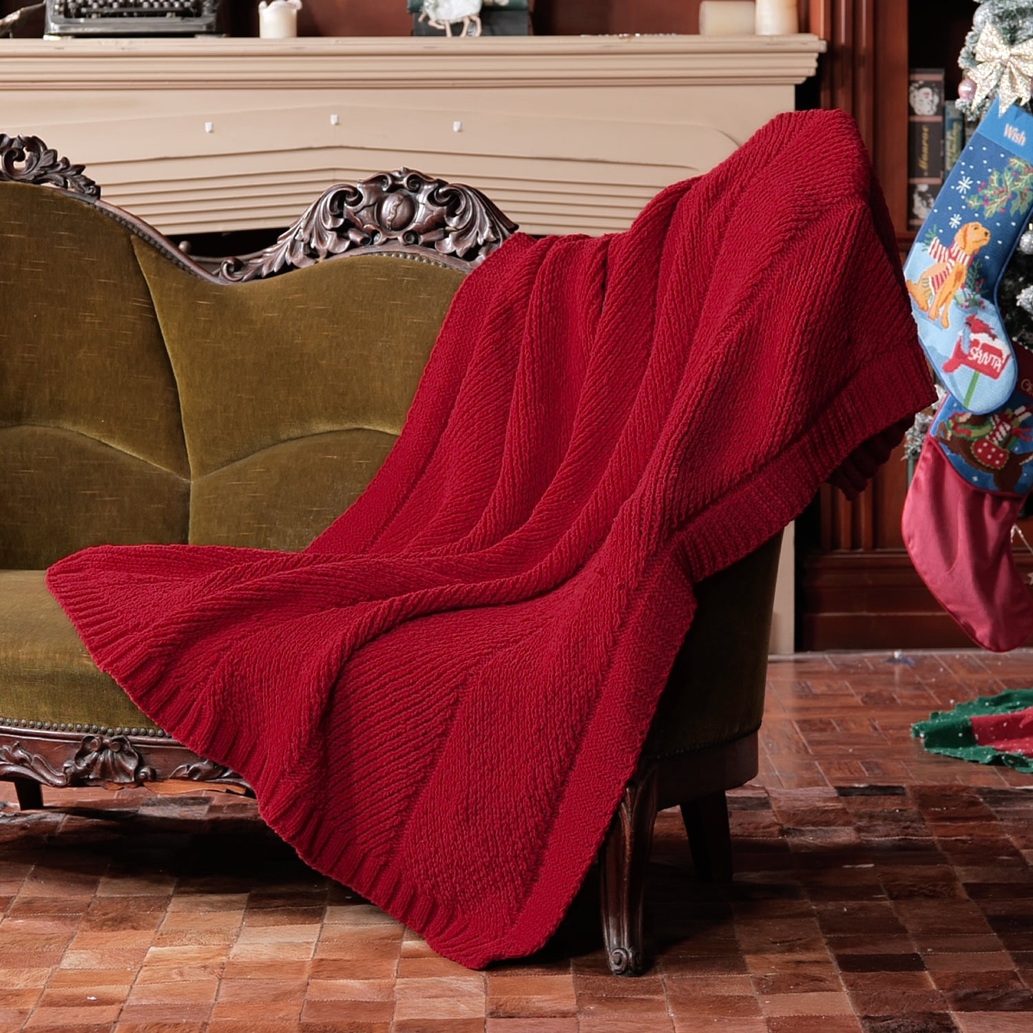Cozy Bliss X Amélie Home Chevron Chenille Knit Throw Blanket