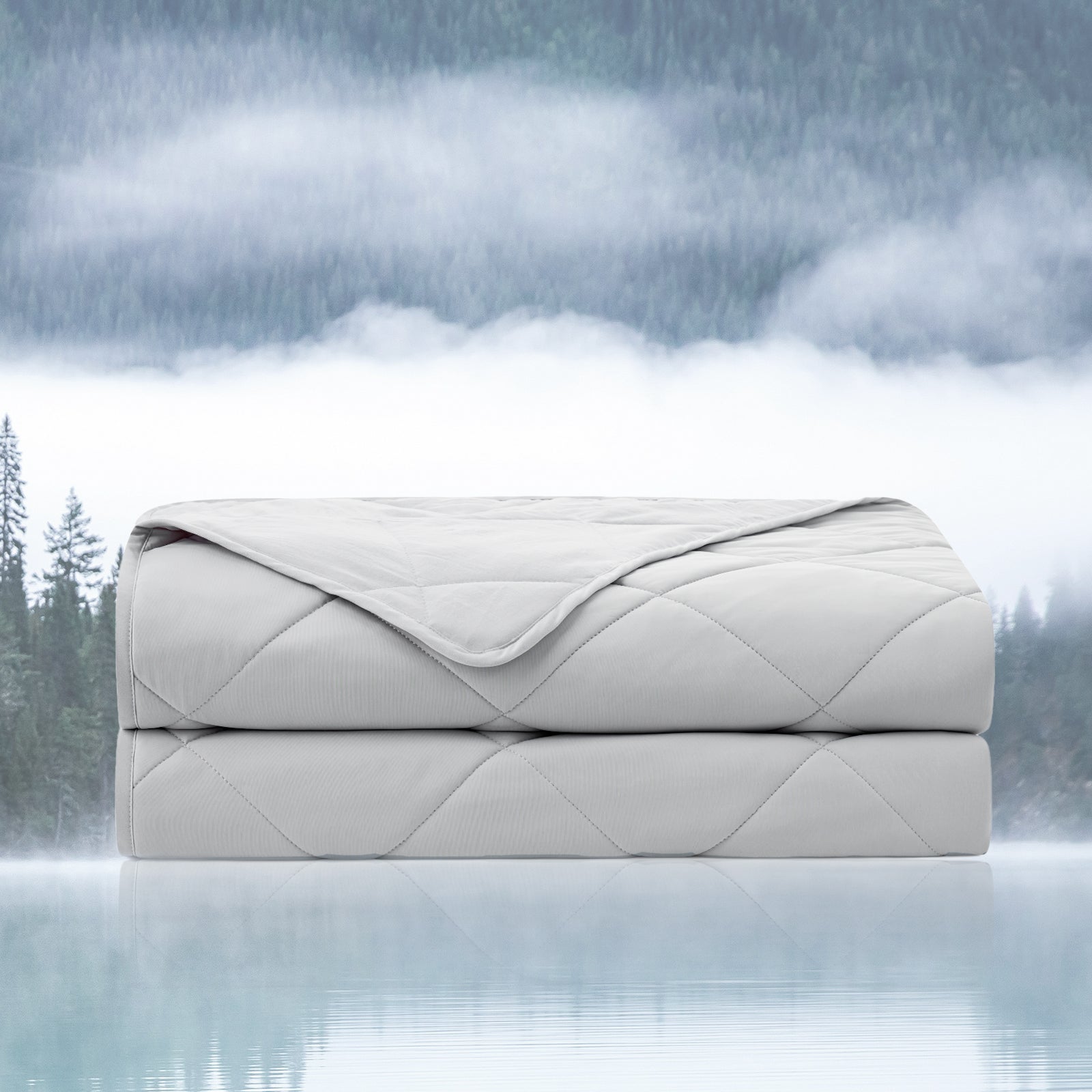 Chill Weave Square Cooling Blanket, soft and breathable #Color_Cool Grey