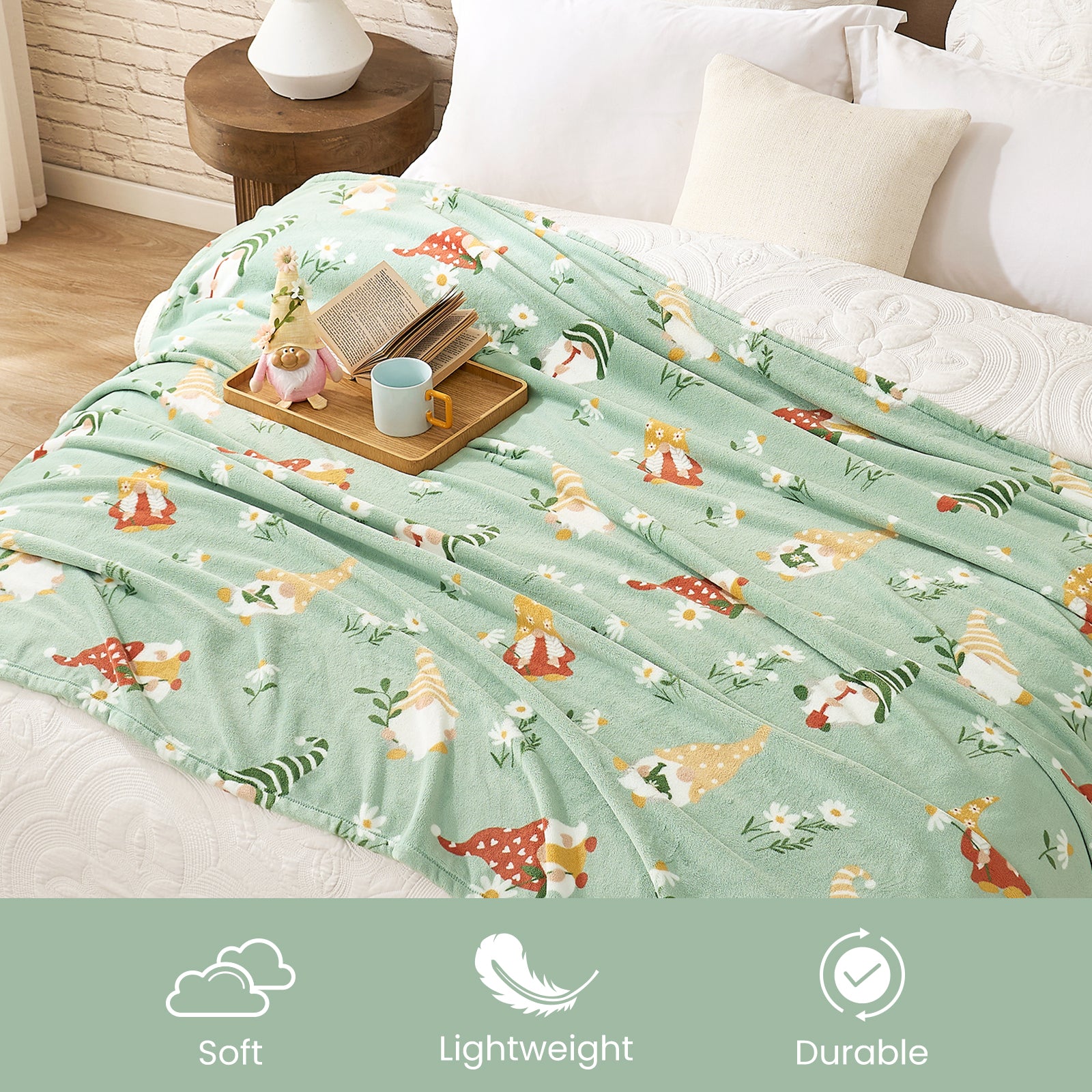 Spring Gnomes MilkyPlush Throw Blanket - Beige