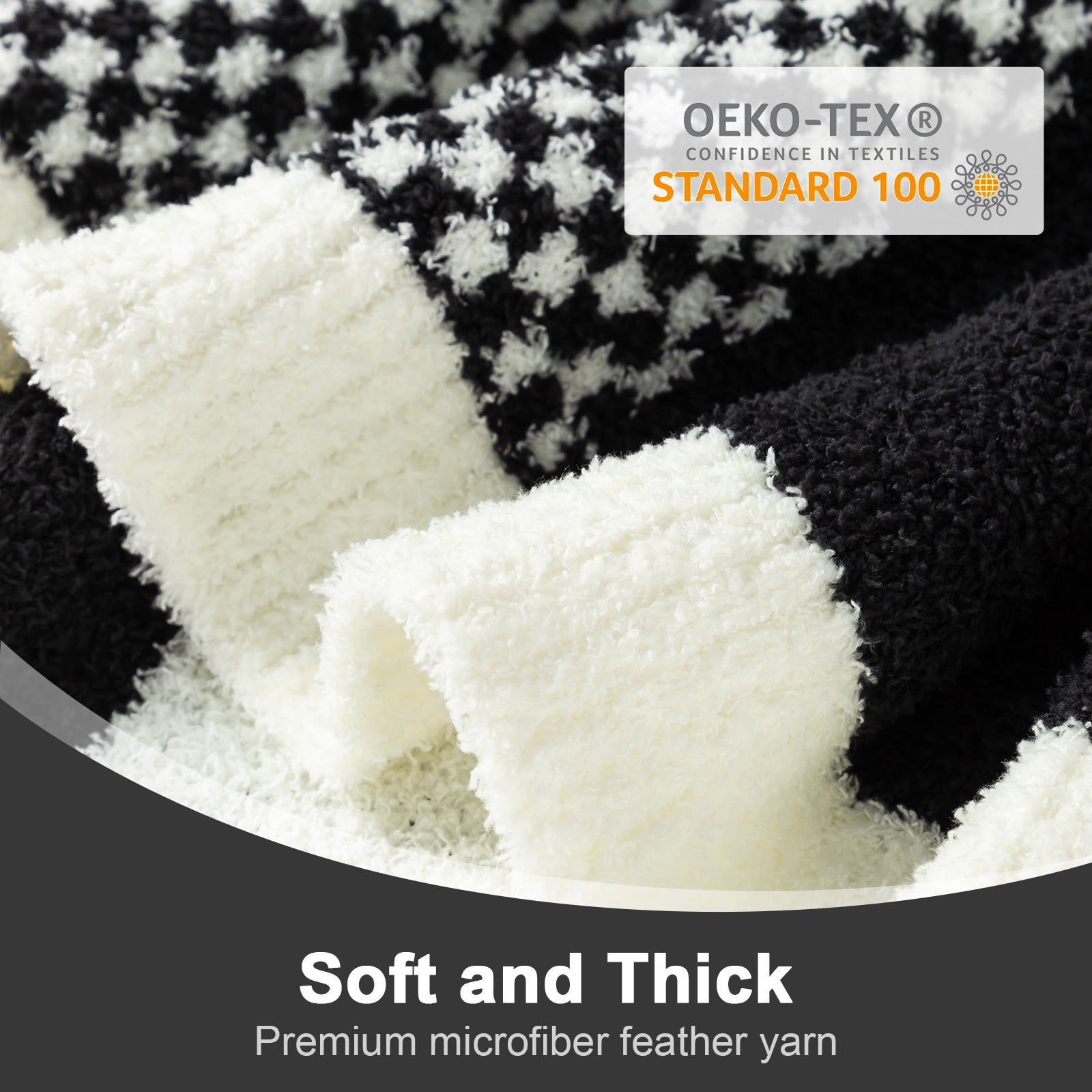 Checkered Feather Yarn Throw Blanket - Romantic Red