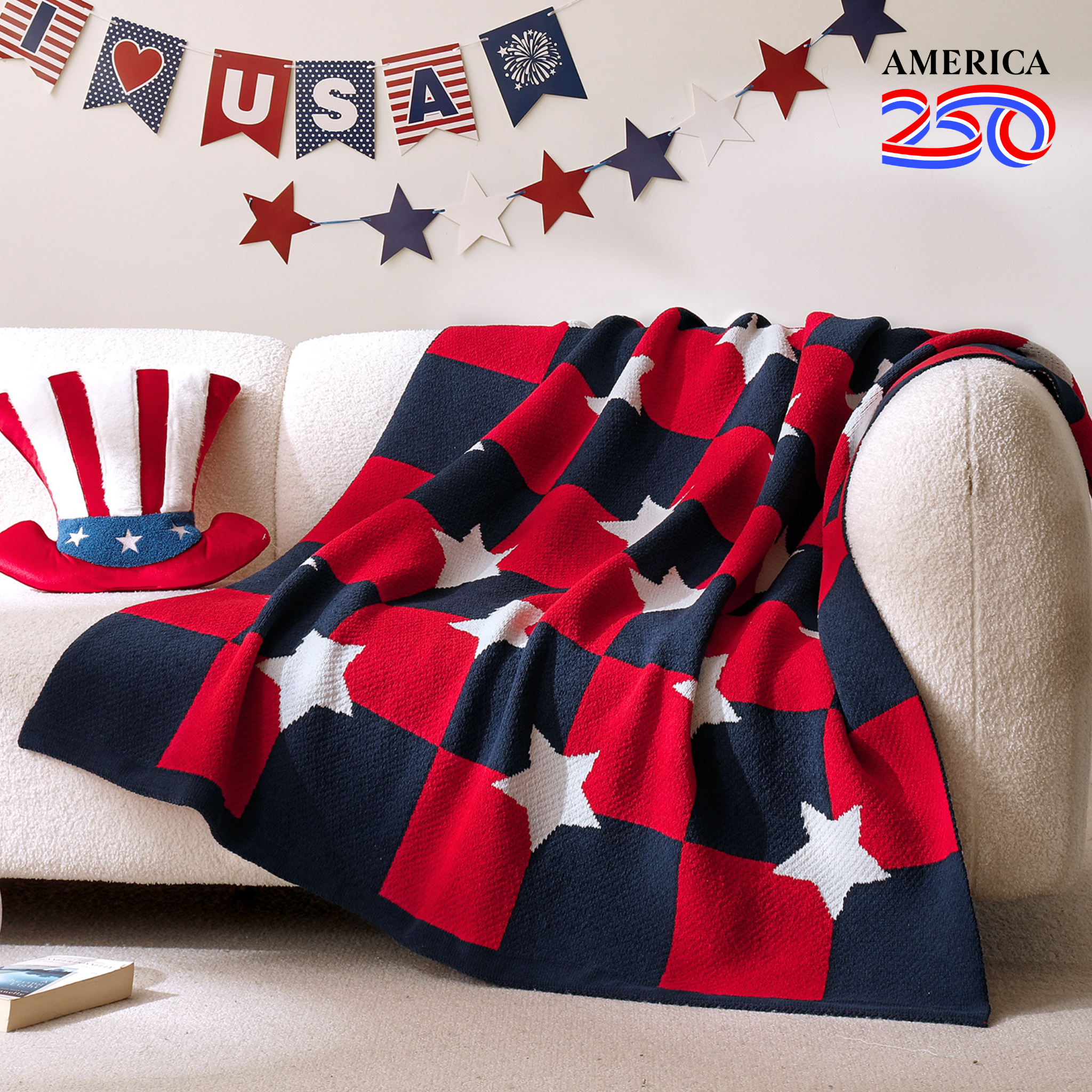 Independent Day Chenille Knit Throw Blanket