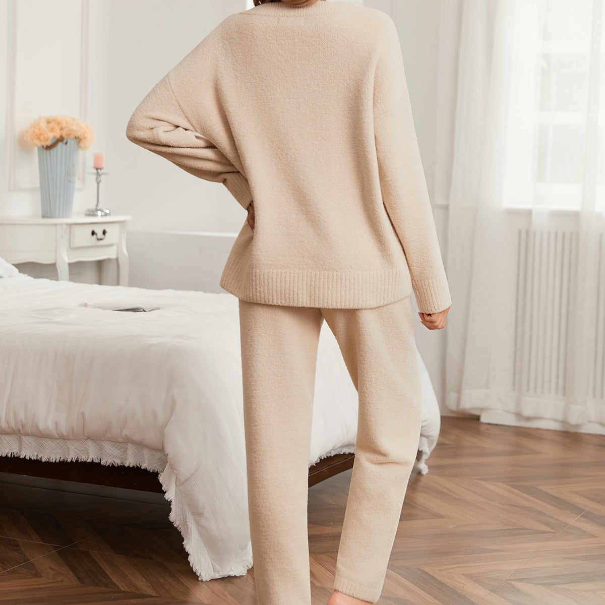 Cozy Bliss x SS Women V-neck Knit Loungewear Set
