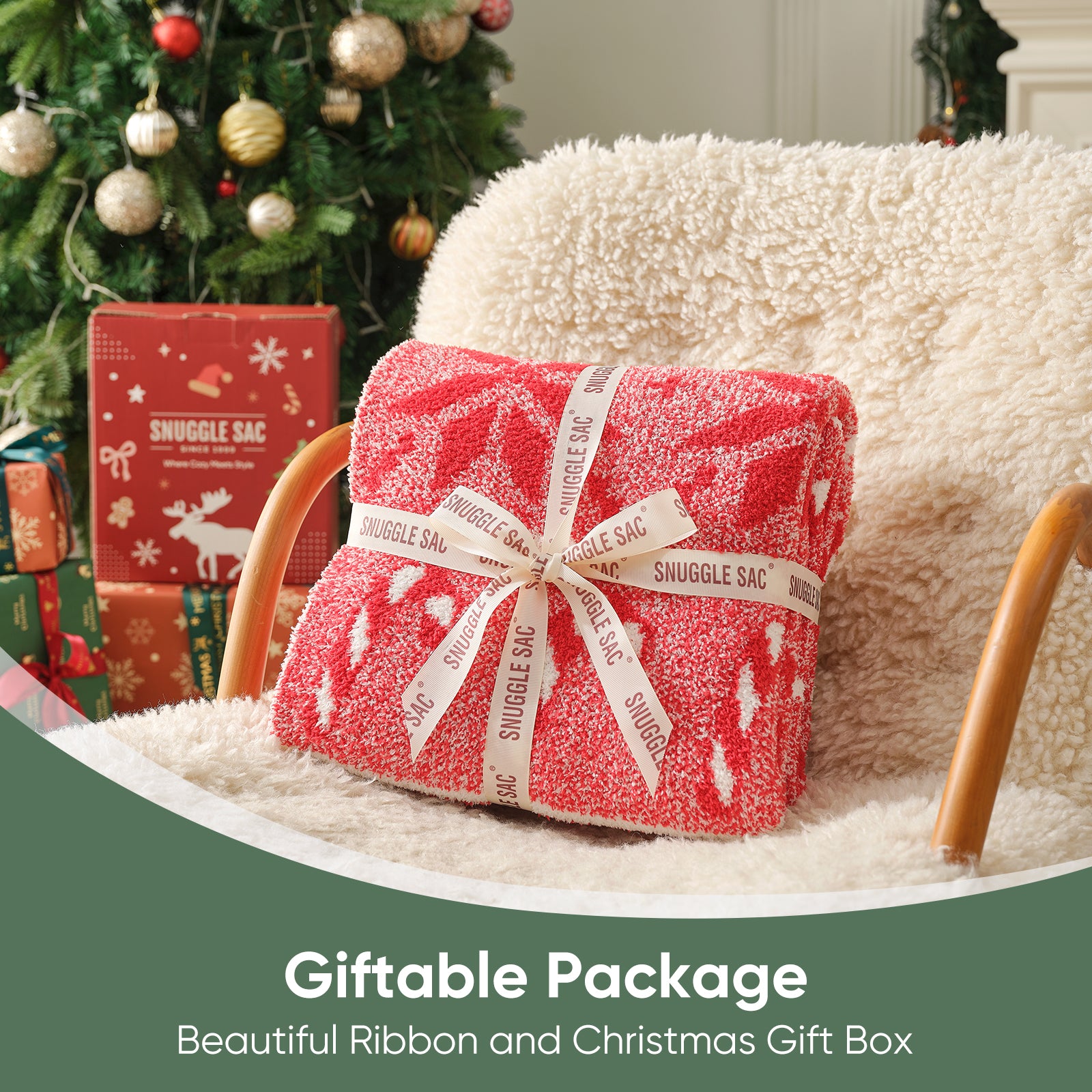 Cozy Bliss x SS Reversible Snowflake Feather Yarn Throw