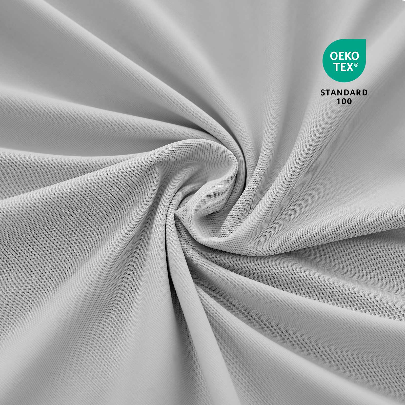 Close-up of OEKO-TEX® Certified Cozy Bliss cooling fitted sheet fabric detail #Color_Light Grey