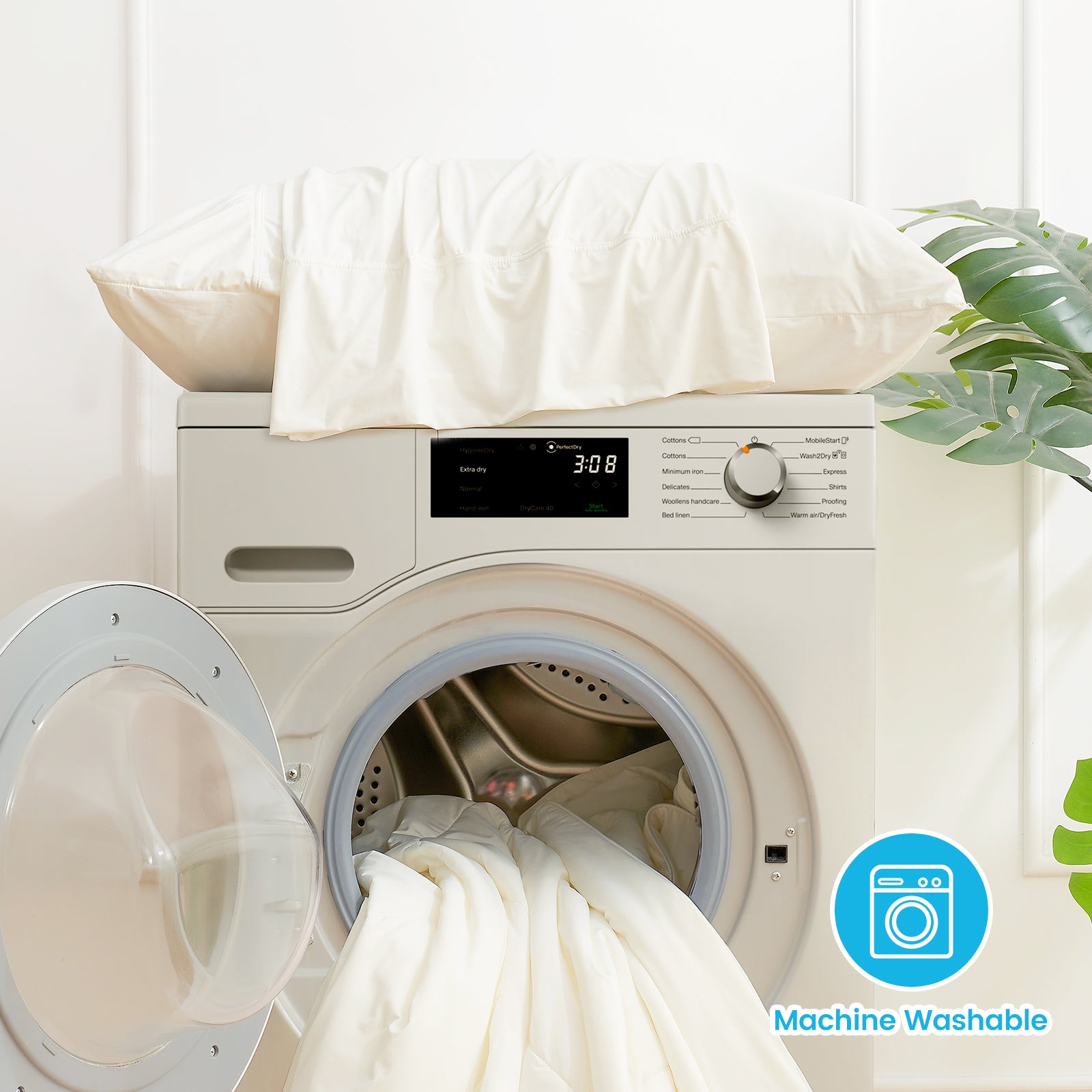 Machine washable cooling pillowcases and bedding #color_Off White