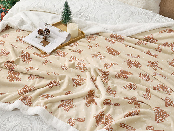 Reversible Sherpa Christmas Throw Blanket