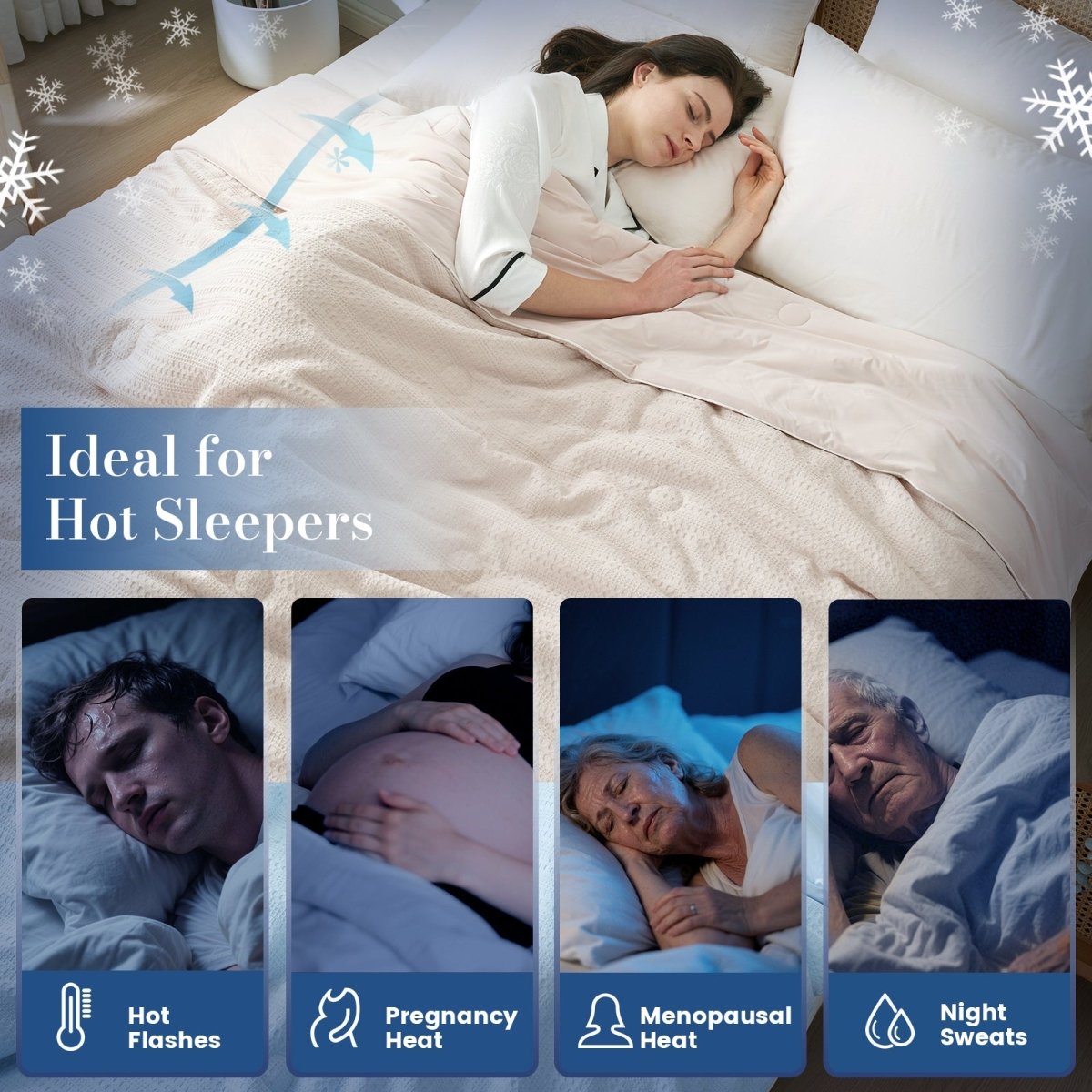 Sorona® Natural Fiber Waffle Cooling Comforter for hot sleepers.#color_Beige