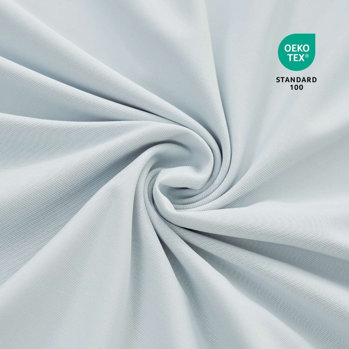 Close-up of OEKO-TEX® Certified Cozy Bliss cooling fitted sheet fabric detail #Color_Cool Blue