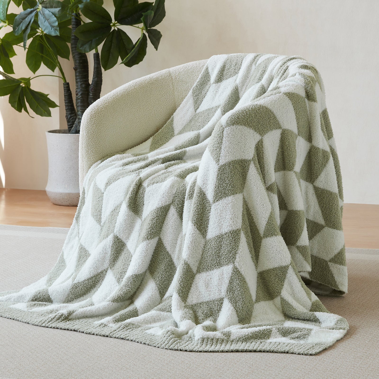 Chevron Feather Yarn Throw Blanket