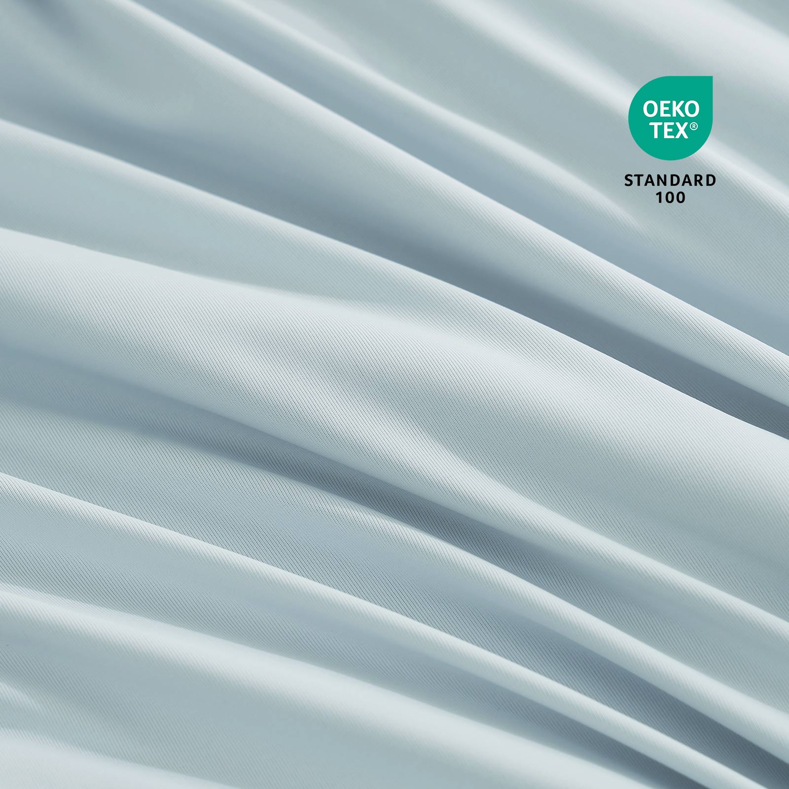 Close-up of OEKO-TEX certified cooling comforter fabric. #Color_Cool Blue