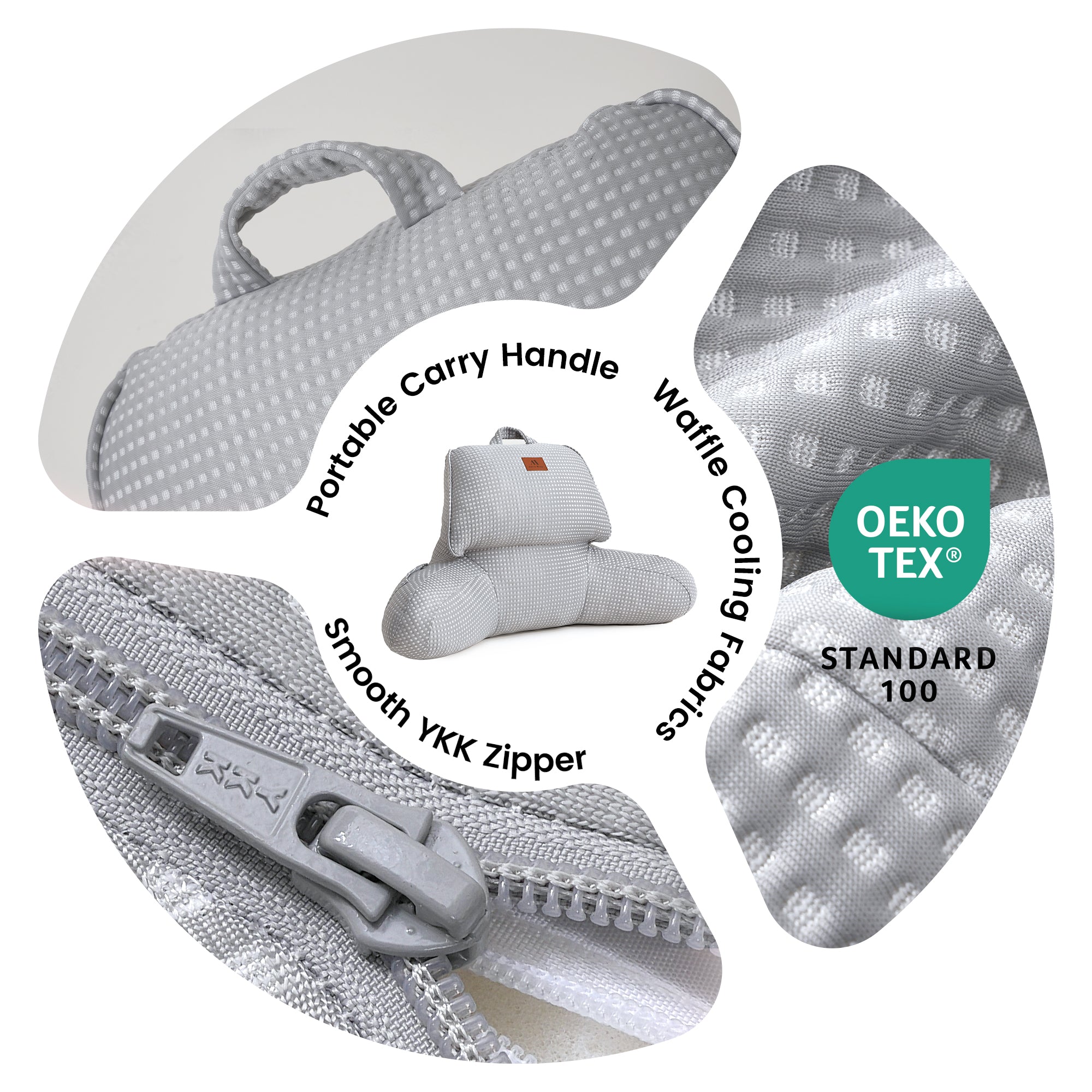 Cooling Waffle Knit Reading Pillow - Grey