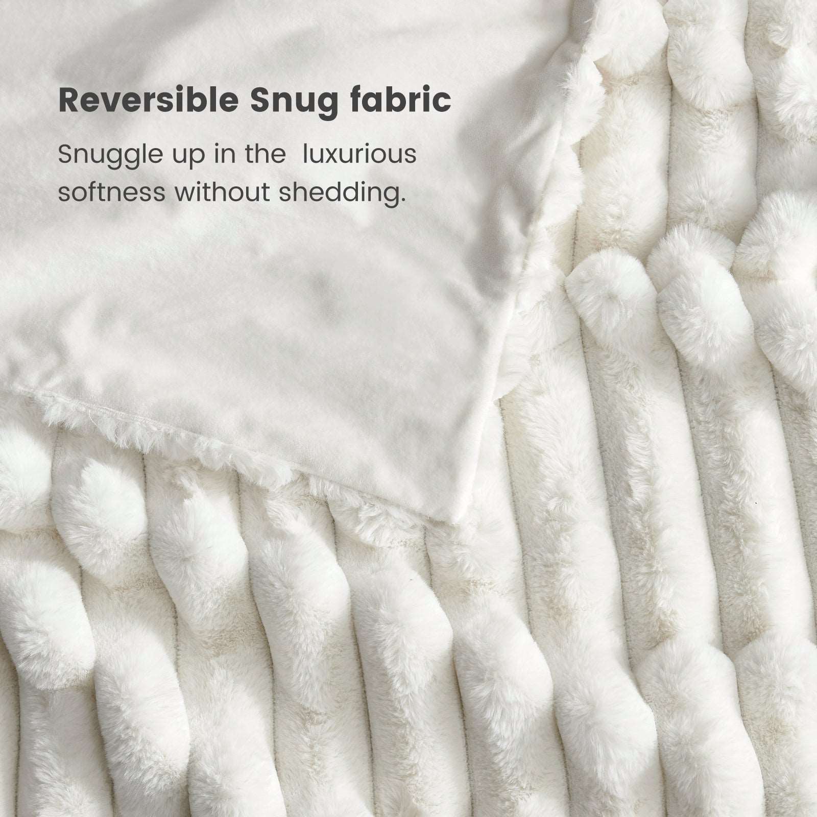 Cozy Bliss Reversible faux fur blanket  #color_Cream White