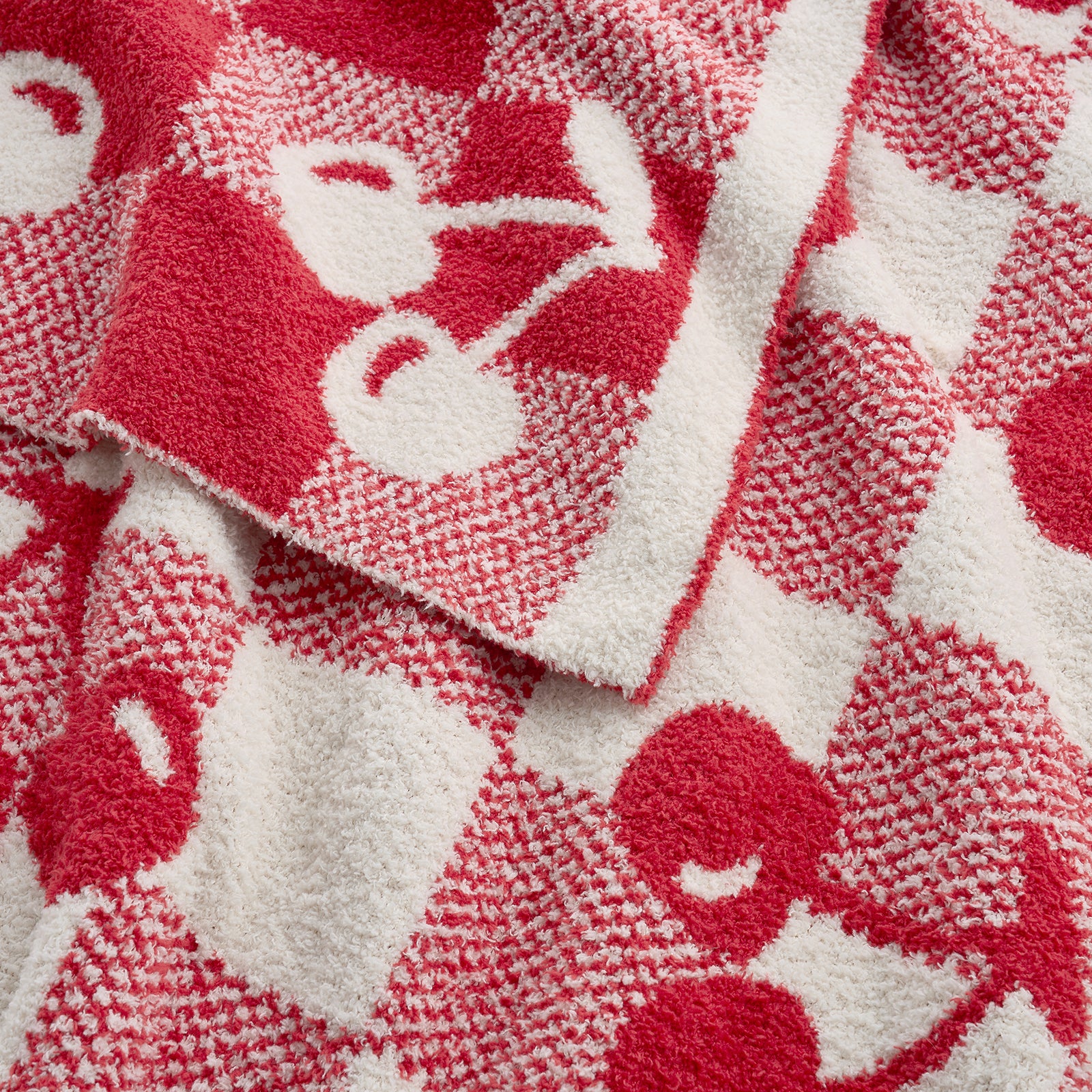 Cozy Bliss x SS Reversible Checkered With Red Cherry Throw Blanket