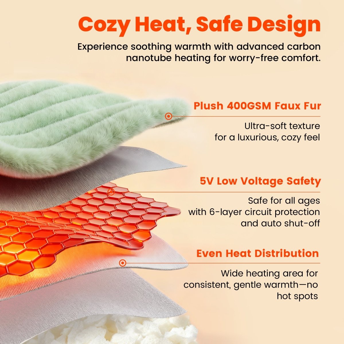3D structure of electric heated backrest reading pillow. #color_Sage Green