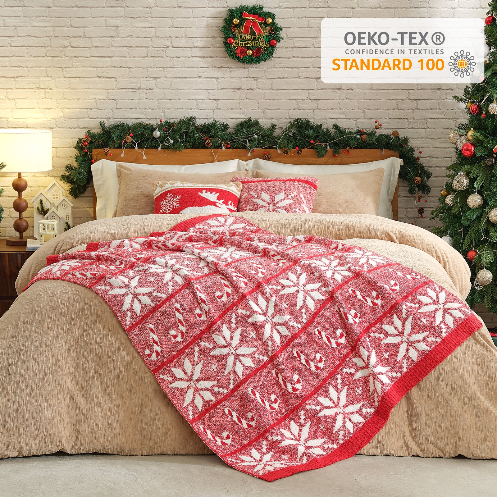 Cozy Bliss x SS Reversible Snowflake Feather Yarn Throw