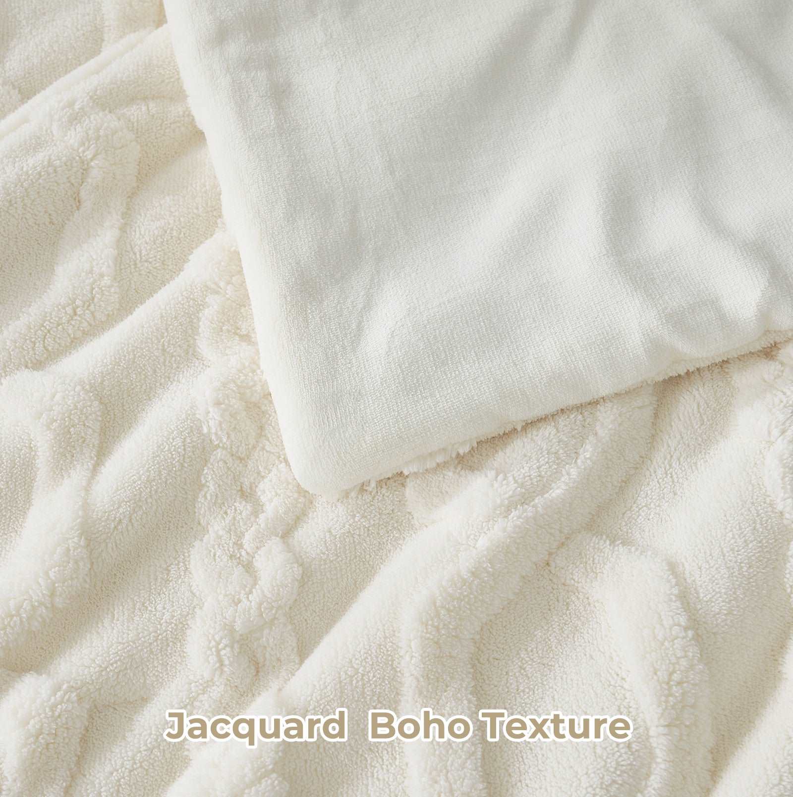 Cozy Bliss Jacquard Boho Texture Comforter Set detail #color_Cream
