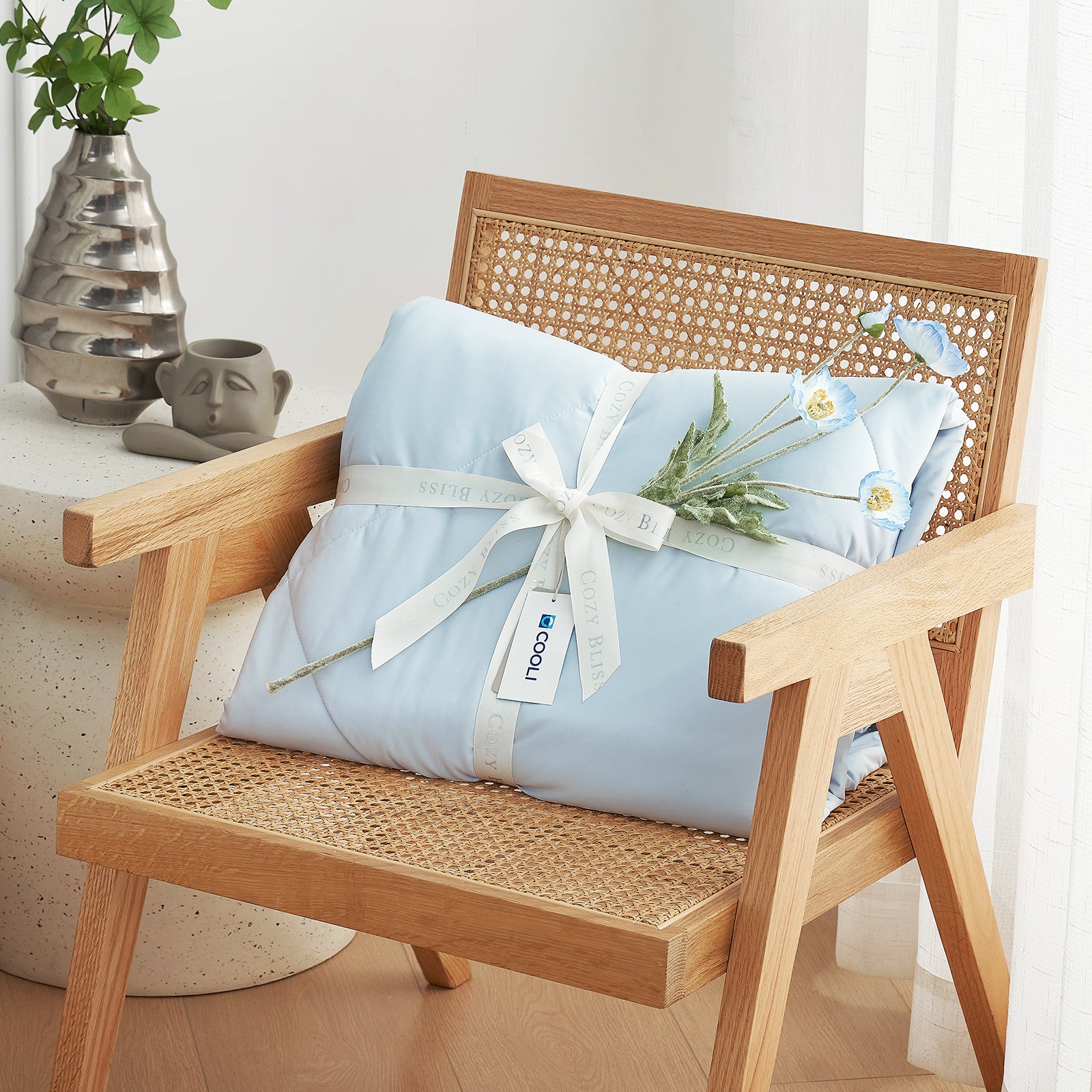 Cozy Bliss blue cooling comforter, perfect summer gift #Color_Blue