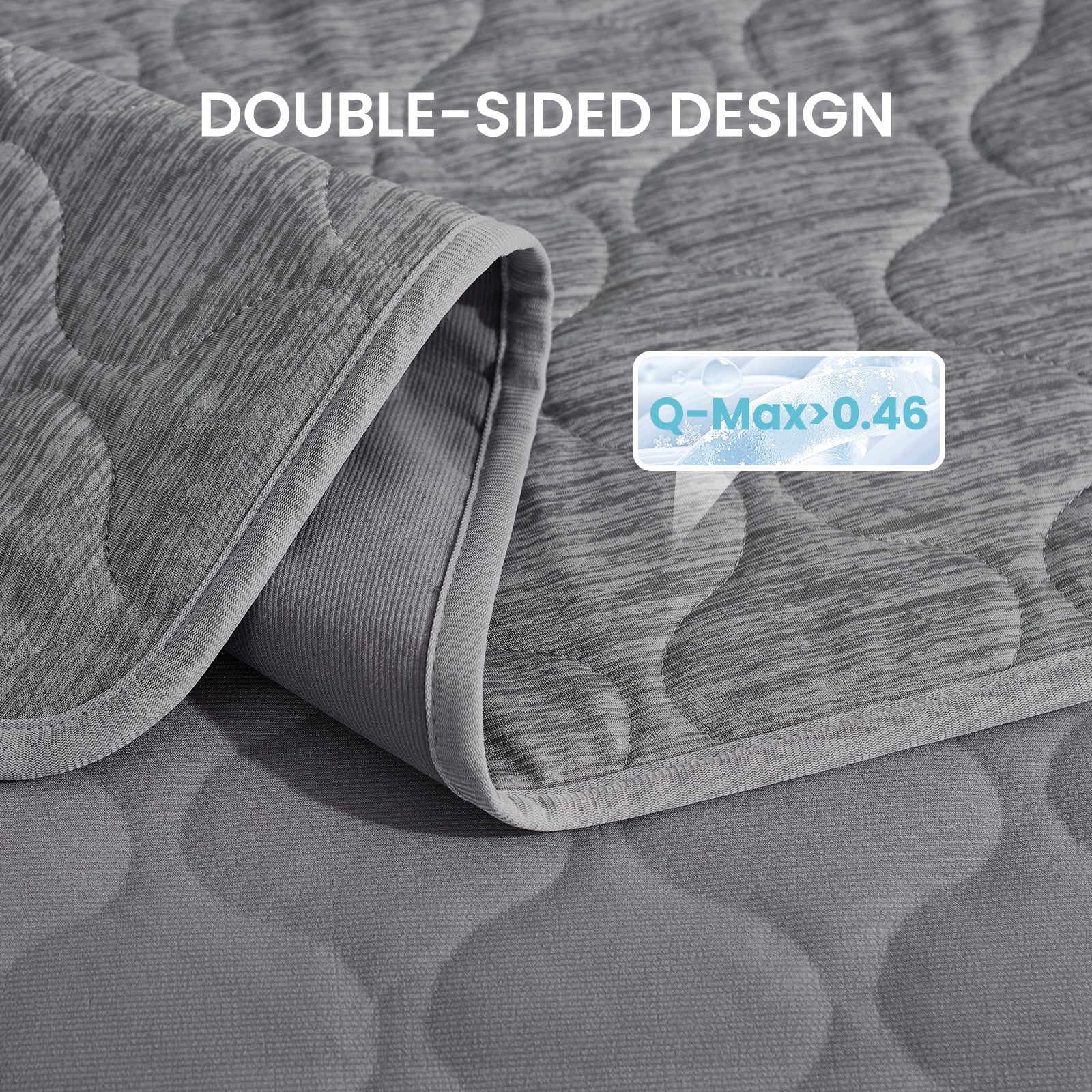 Close up of cooling pet blanket with Q-Max>0.46.#color_Dark Grey
