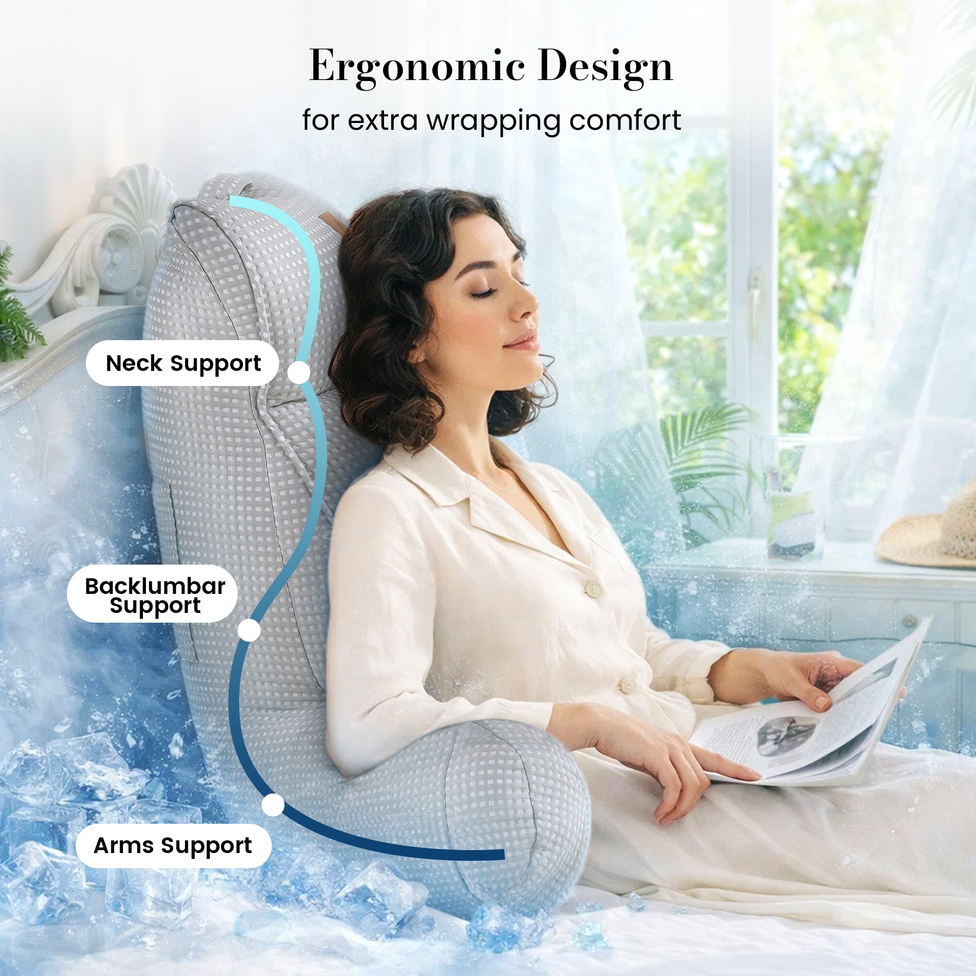 Cooling Waffle Knit Reading Pillow - Grey