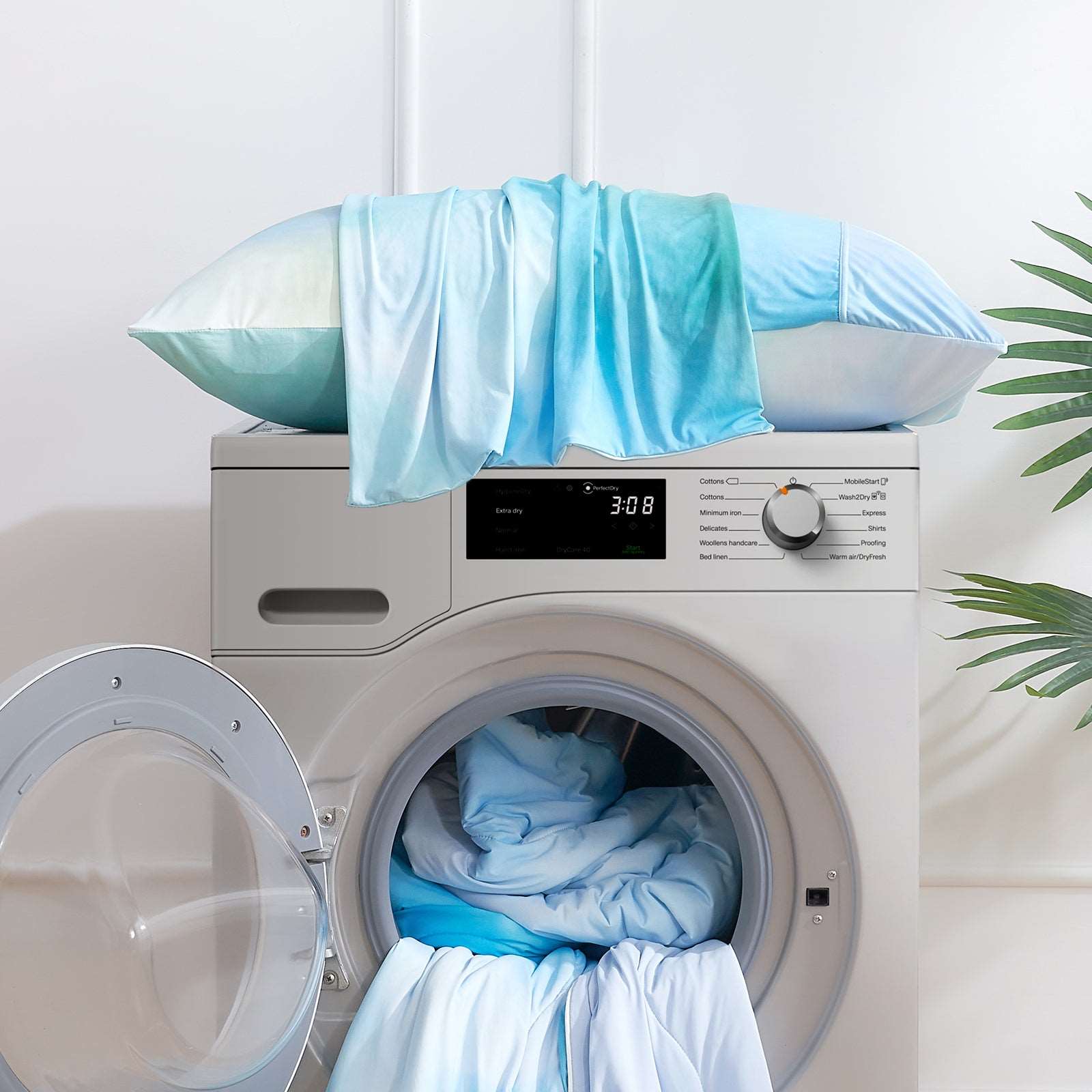 Machine washable cooling pillowcase set. Easy care and cleaning