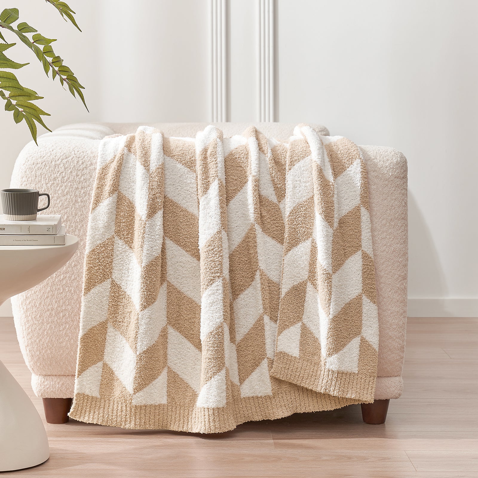 Chevron Feather Yarn Throw Blanket