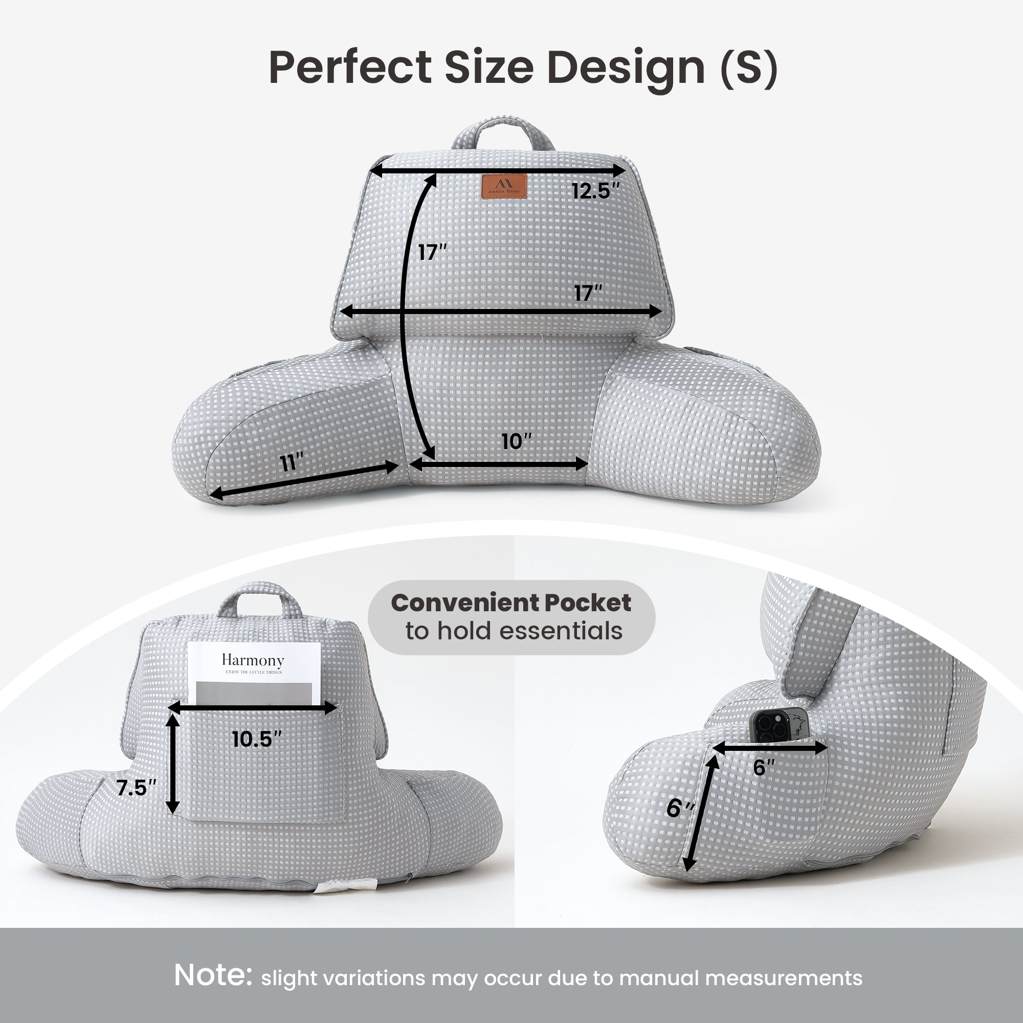 Cooling Waffle Knit Reading Pillow - Grey