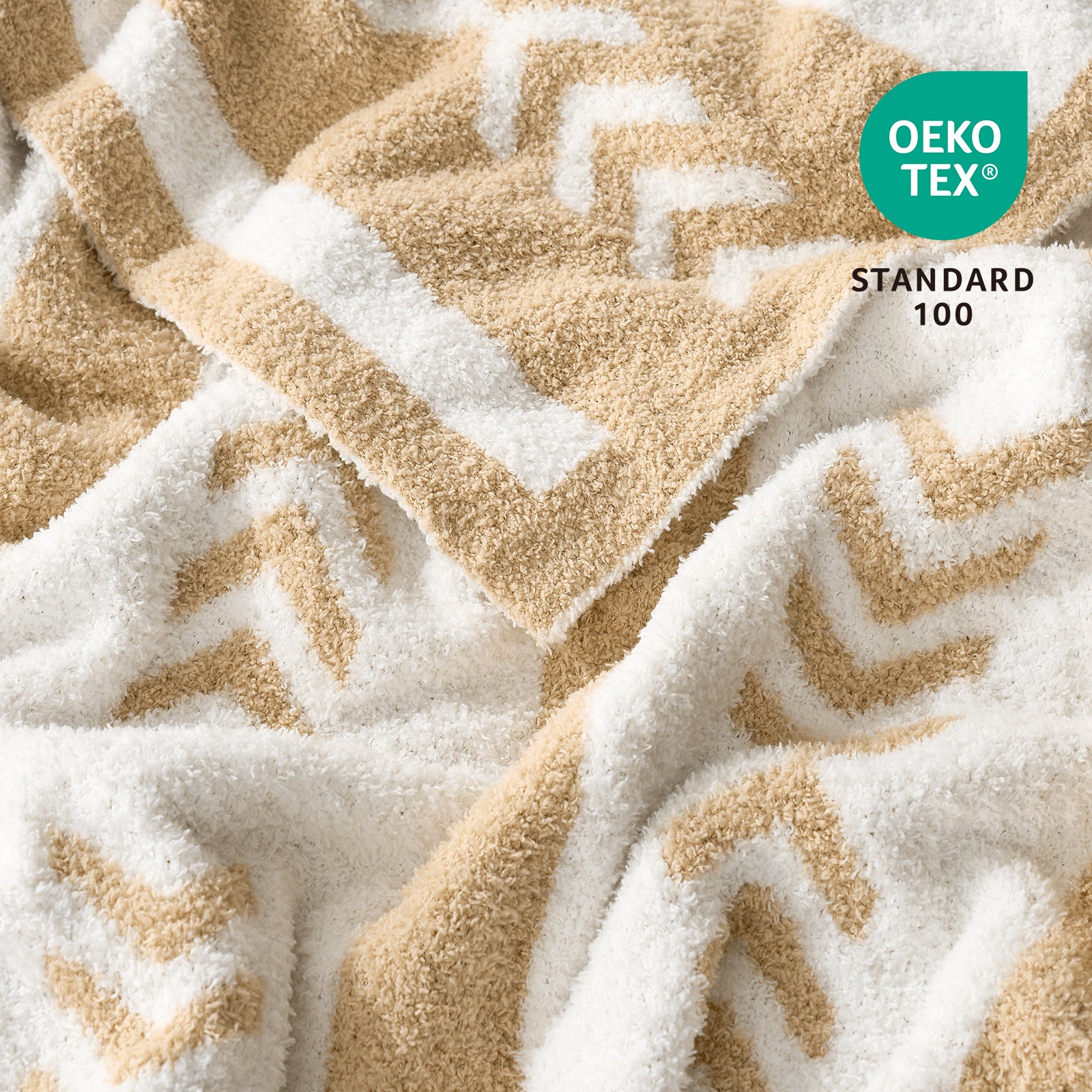 Reversible Boho Feather Yarn Knit Throw Blanket