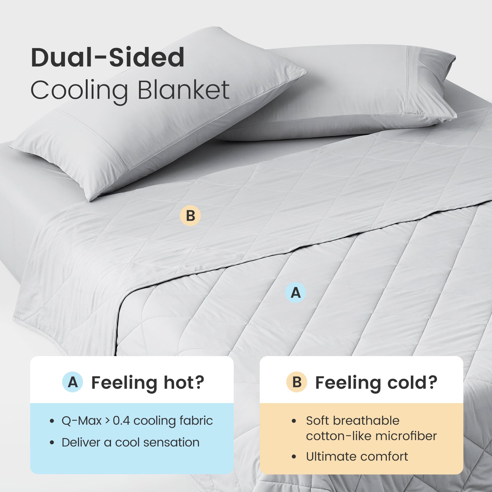 Dual-sided cooling blanket: cool side and soft side, feeling hot or cold. #Color_Cool Grey