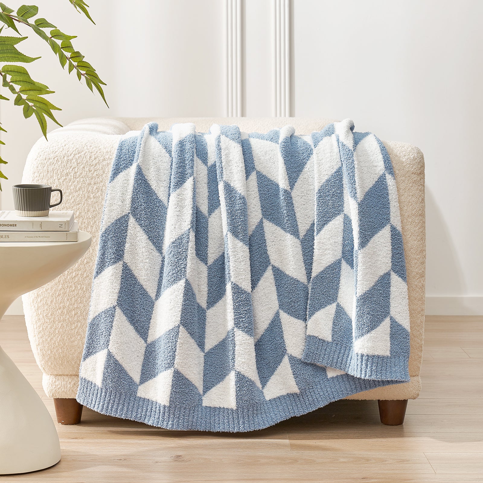 Chevron Feather Yarn Throw Blanket