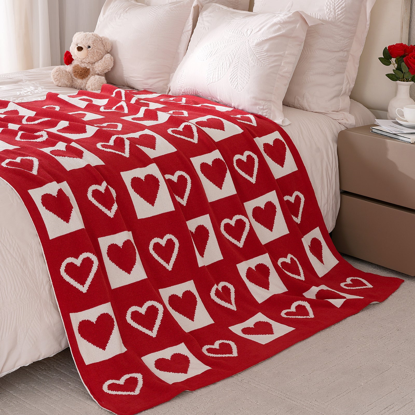 Valentine Love Jacquard Knit Chenille Throw Blanket