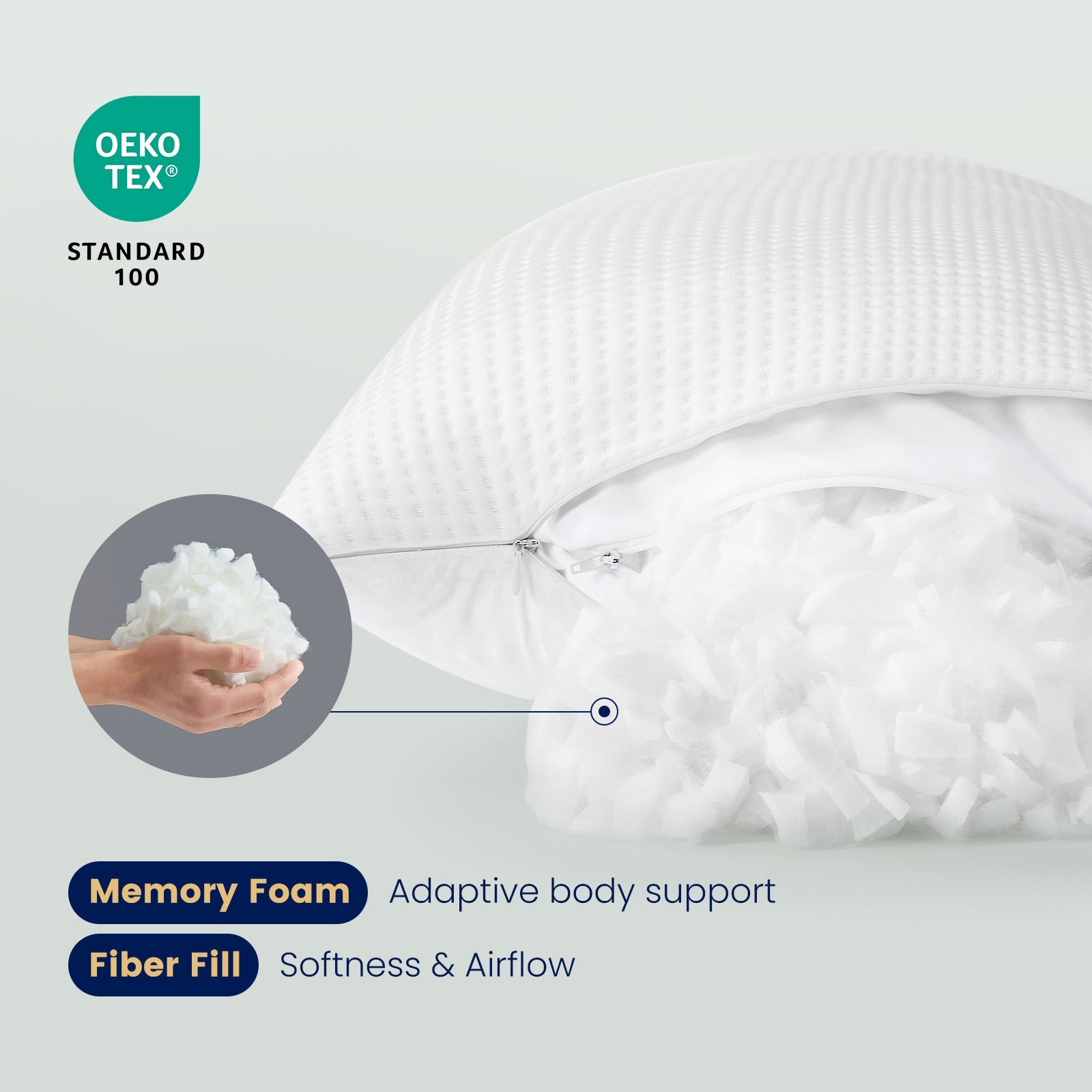 Supportive, sdjustable filling of cooling body pillow for better rest.#color_White
