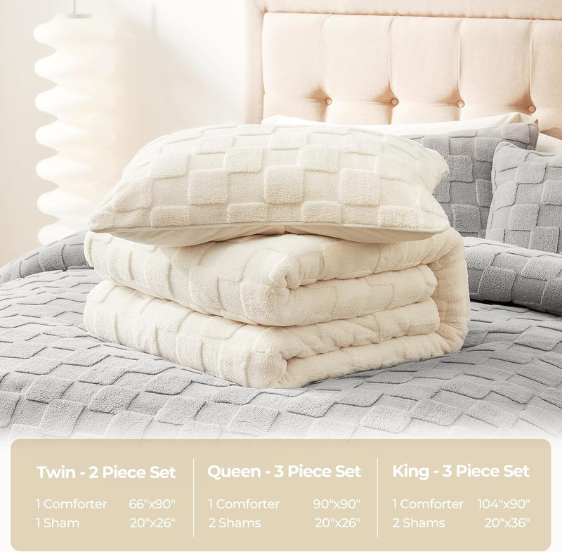 Fluffy Comforter Set-Cream