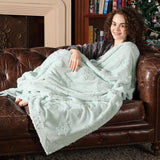 Ice Blue Snowflake Jacquard 3D Cable Knit Throw Blanket