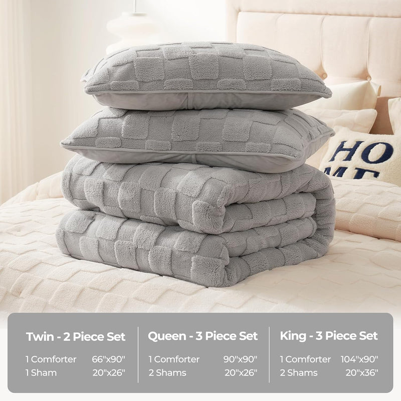 Fluffy Comforter Set-Grey