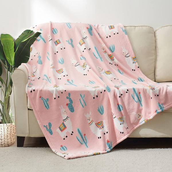 Pink Llama Throw Blanket for Kids