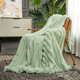 Striped Faux Fur Throw Blanket