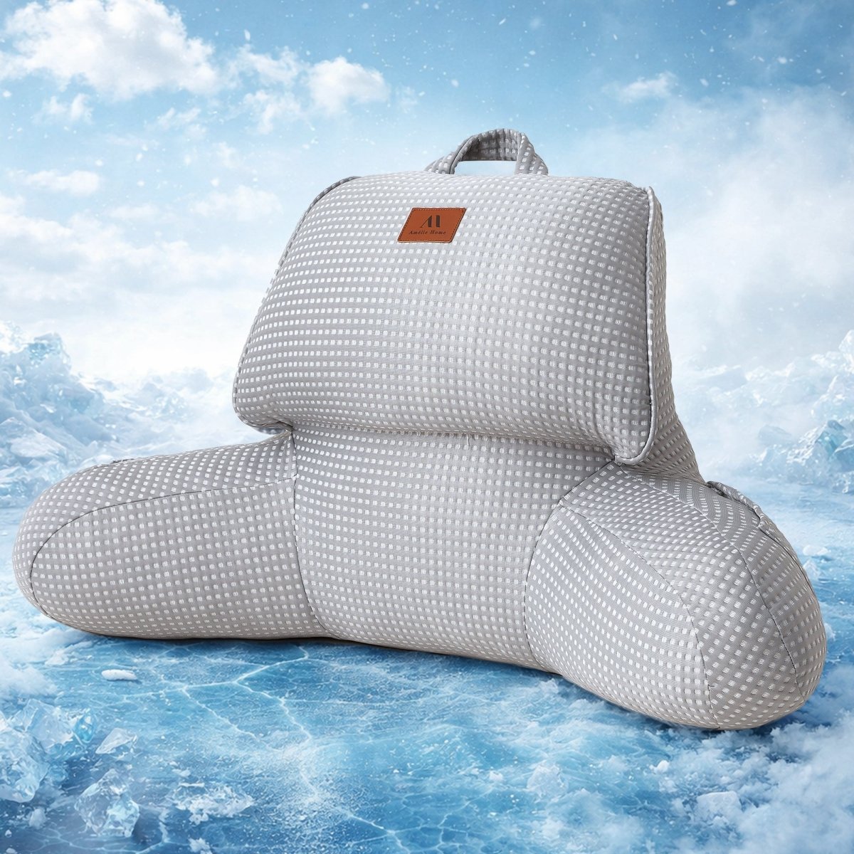 Cozy Bliss Grey Cooling Backrest Reading Pillow front view #color_Grey