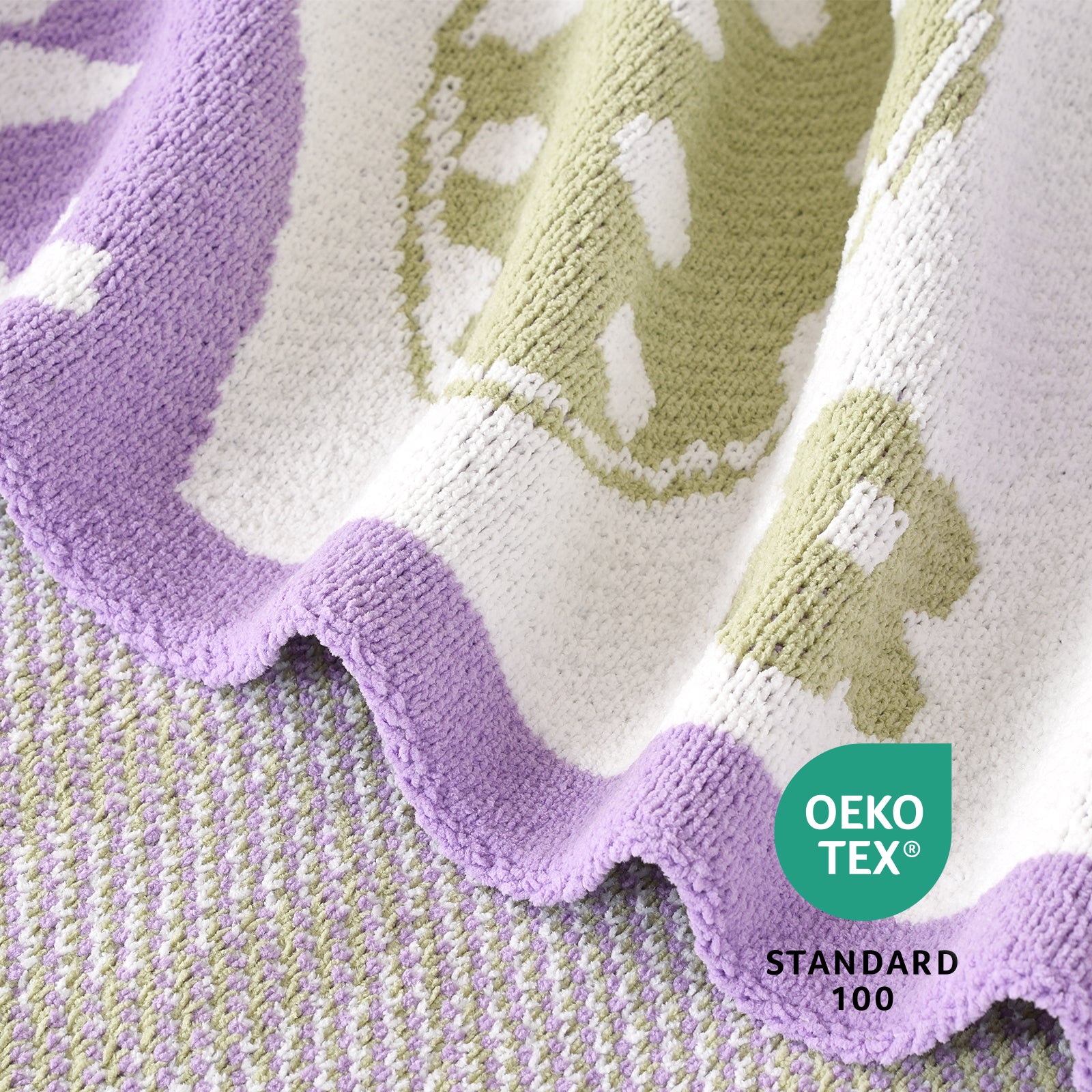 Easter Bunny and Eggs Chenille Knit Throw Blanket